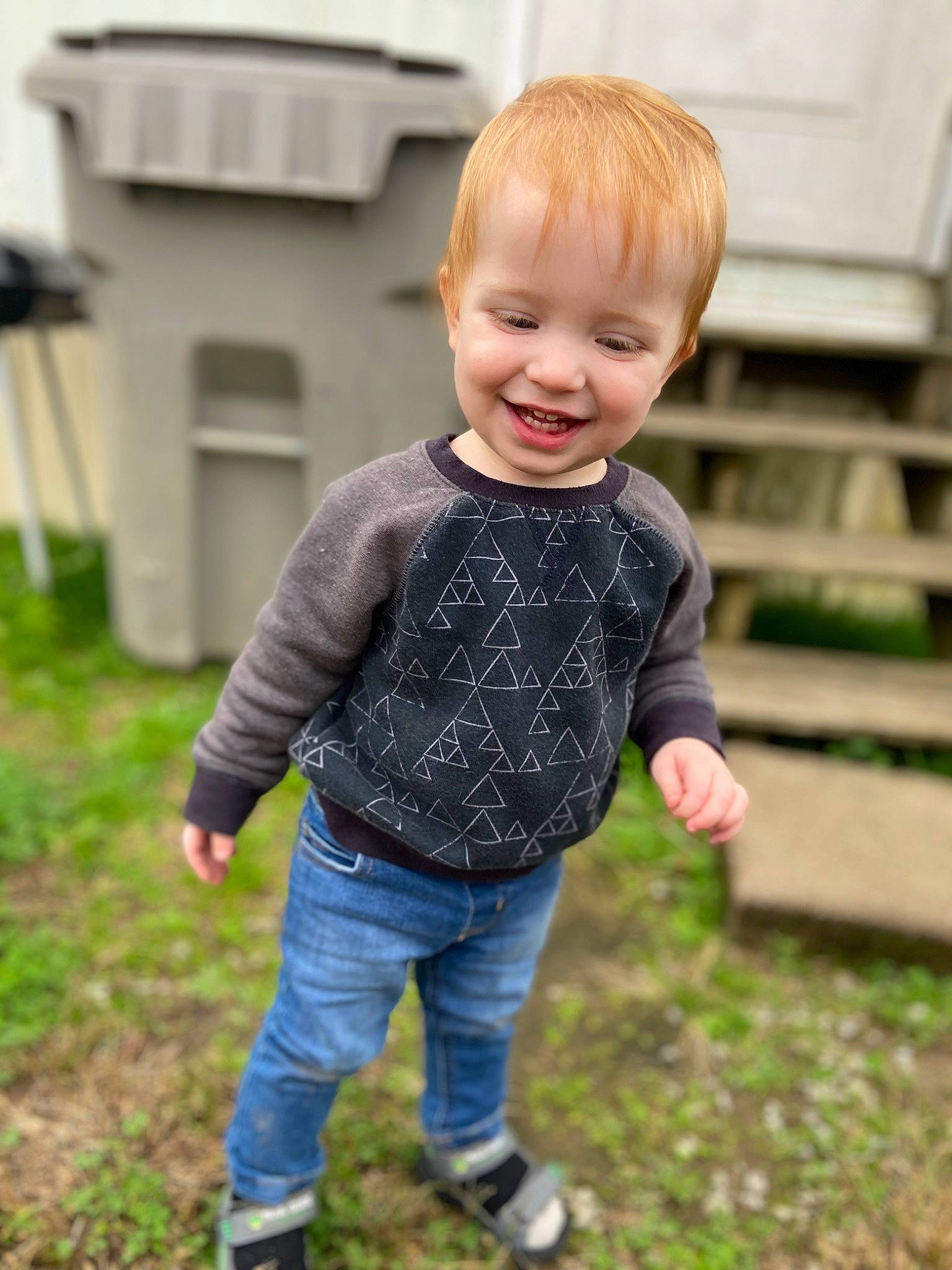 Ronin joined the competition — help win amazing prizes! baby, baby_toddler_clothing, child, clothing, denim, eye, fun, grass, hair, happy, head, jeans, joy, lawn, people_in_nature, person, plant, sleeve, smile, standing