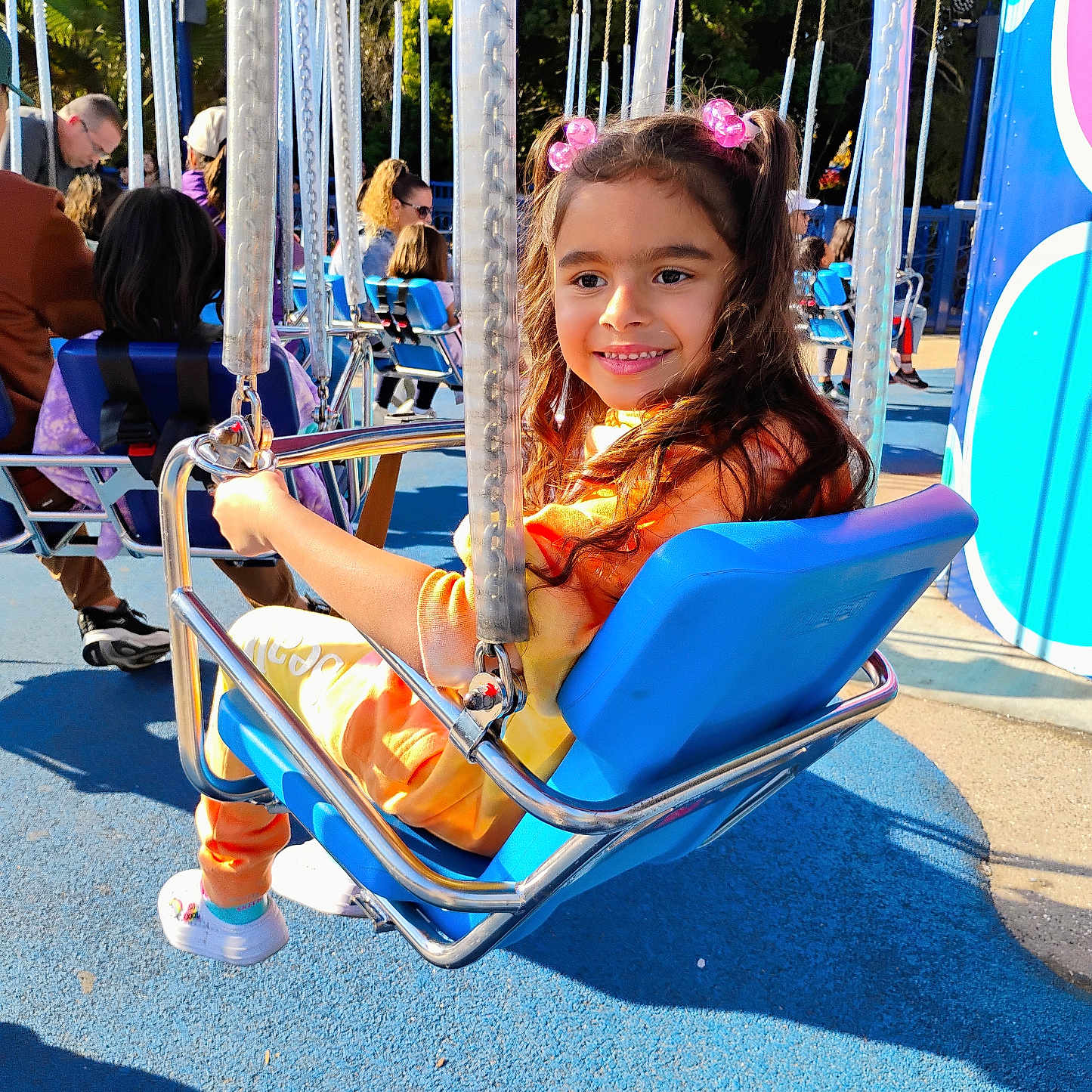 Aleea joined the competition — help win amazing prizes! accessories, amusementpark, child, clothing, face, female, footwear, girl, glasses, hat, head, outdoorplayarea, outdoors, person, photography, playarea, portrait, shoe, swing, toy