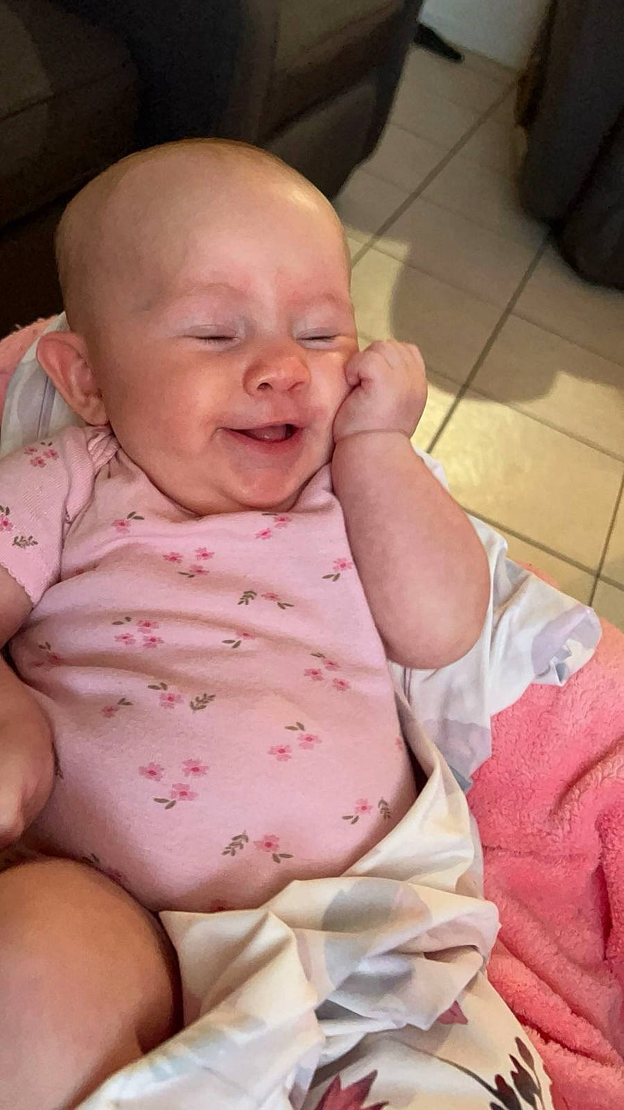 Malia joined the competition — help win amazing prizes! arm, baby, baby_toddler_clothing, cheek, chin, comfort, eye, face, facial_expression, hand, head, human_body, iris, lip, mouth, nose, person, skin, sleeve, smile