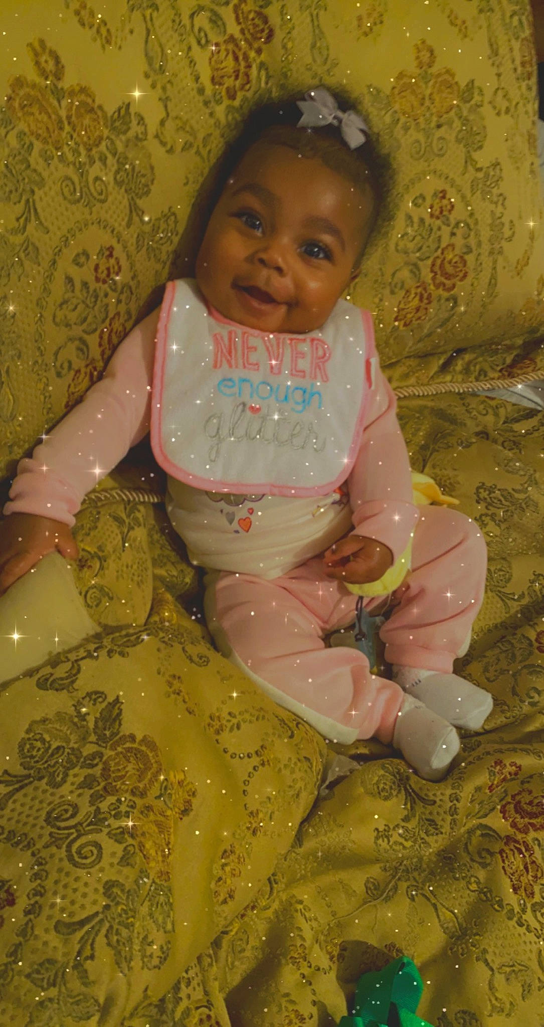 Carlee joined the competition — help win amazing prizes! baby, baby_toddler_clothing, cheek, child, embellishment, eye, human_body, mouth, nose, person, pink, sitting