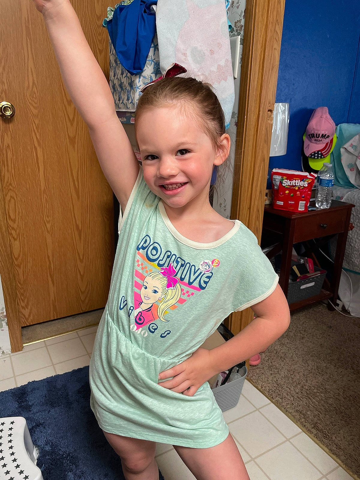 Delilah joined the competition — help win amazing prizes! baby_toddler_clothing, cheek, child, eye, finger, fun, happy, human_body, iris, joint, joy, leisure, neck, person, pink, sleeve, smile, standing, thigh, thumb