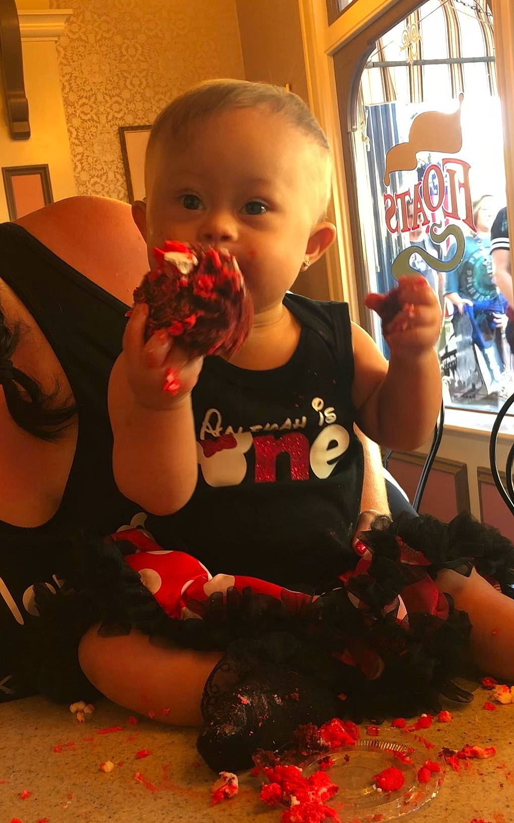 Aaleyah joined the competition — help win amazing prizes! arm, child, eating, food, leg, person, toddler