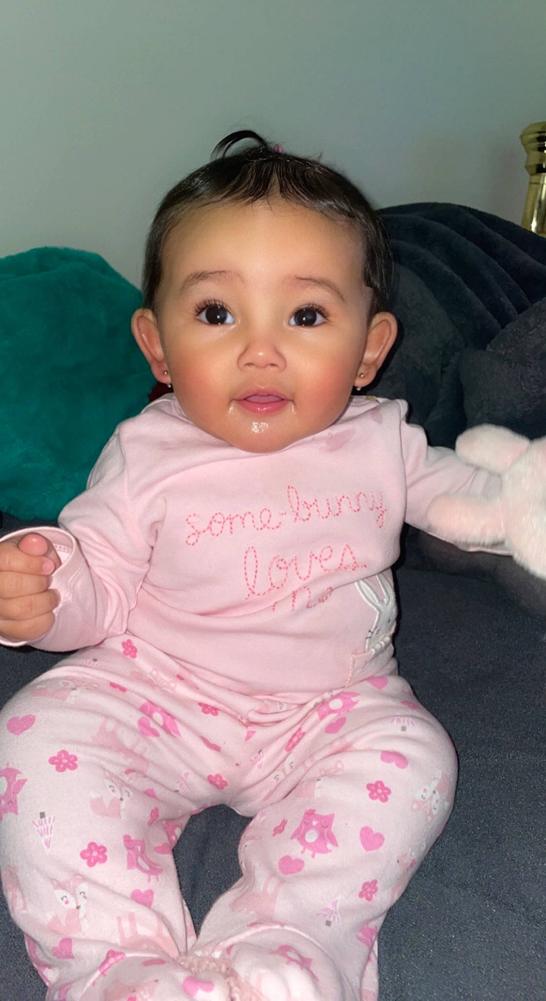 Amelia joined the competition — help win amazing prizes! baby, baby_toddler_clothing, cheek, chin, eye, eyelash, face, hair, hairstyle, head, iris, lip, mouth, neck, nose, person, pink, skin, sleeve, smile