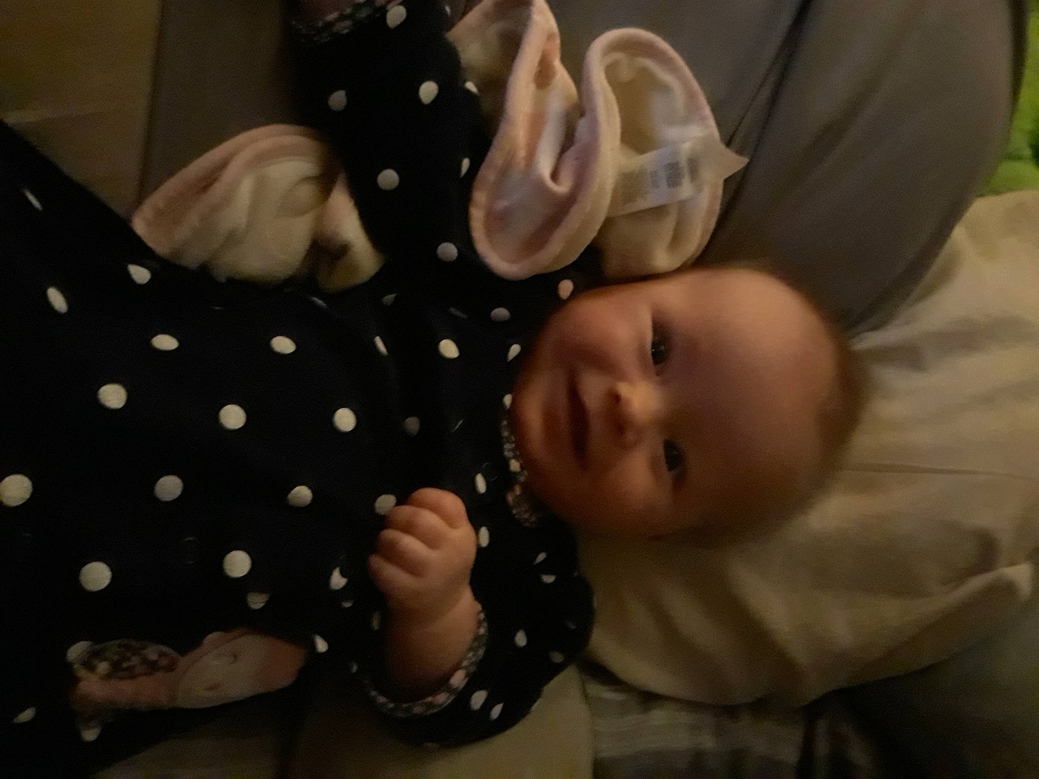 Charlotte is registered to the contest to win money with this photo: baby, baby_products, baby_toddler_clothing, child, comfort, fun, gesture, happy, joy, nail, pattern, person, portrait_photography, sitting, sleeve, smile, thumb, toddler, tree, wood