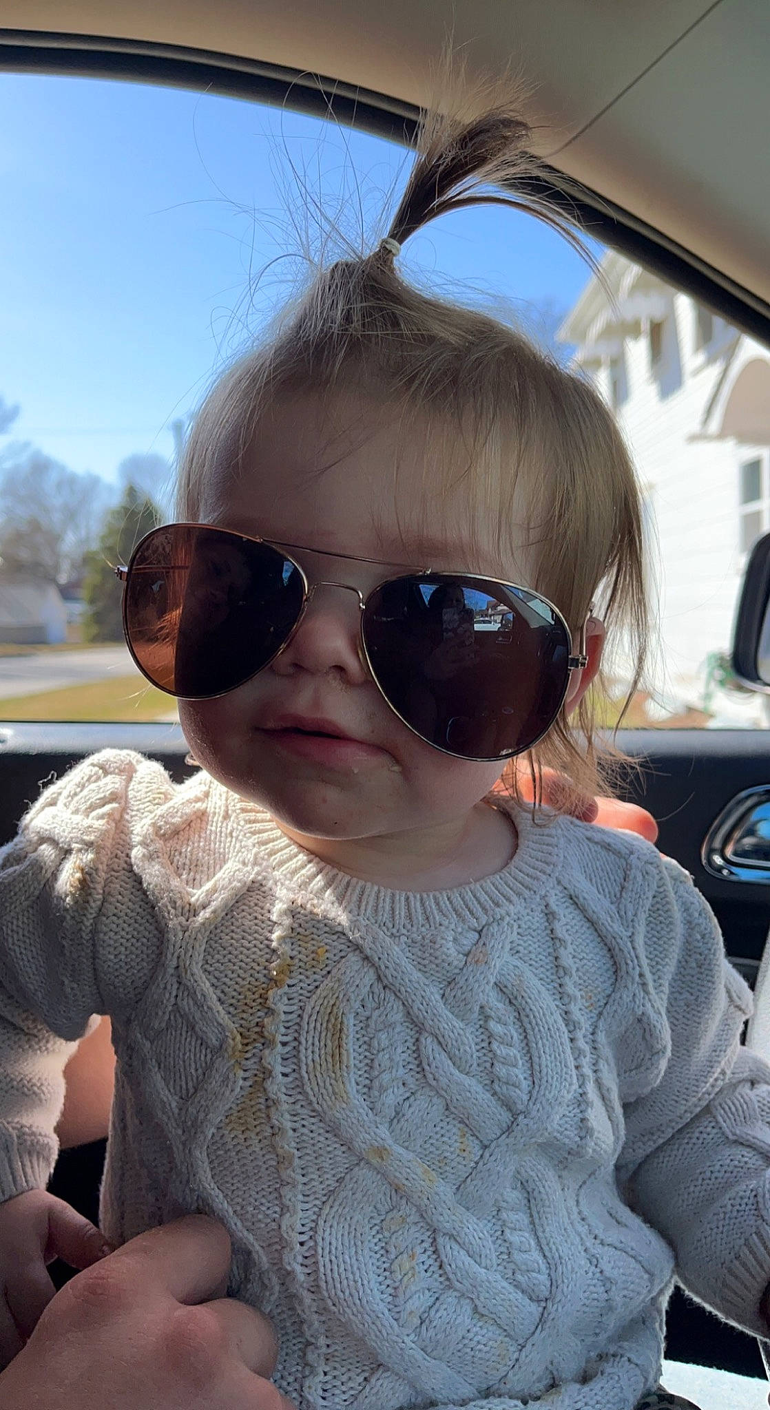 Oaklee is registered to the contest to win money with this photo: chin, cool, eye_glass_accessory, eyewear, facial_expression, fun, glasses, goggles, hairstyle, happy, headgear, lip, mammal, mouth, nose, person, skin, sky, sunglasses, vision_care