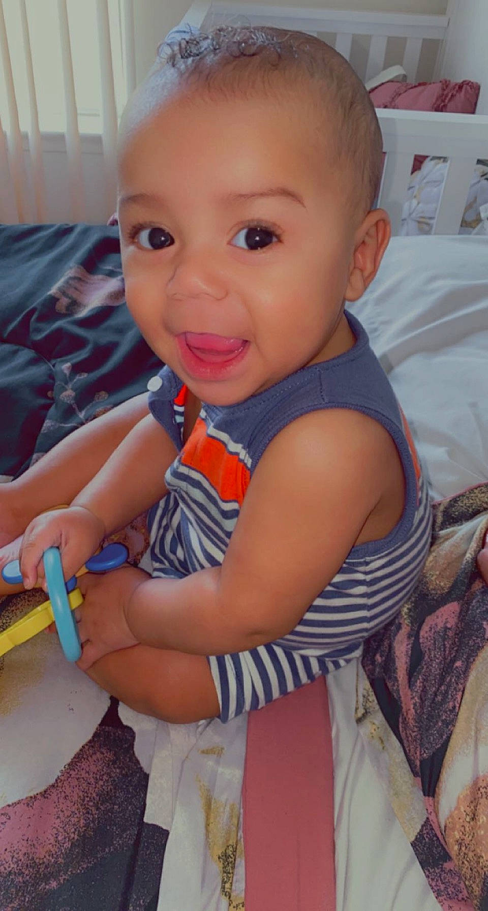 Garrett joined the competition — help win amazing prizes! arm, baby, baby_toddler_clothing, cheek, child, eye, finger, fun, hand, happy, head, human_body, iris, lip, mouth, nose, person, skin, smile, thumb