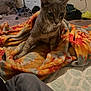 Easter joined the competition — help win amazing prizes! animal, bag, bed, blanket, carpet, cat, cord, door, drum_stand, electrical_outlet, furniture, gray_cat, indoor, musical_instrument, orange, pet, quilt, red, room, yellow