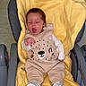 Elyo participe au concours pour gagner de l'argent avec cette photo : baby, baby_clothing, baby_seat, bear_outfit, child, cozy, cute, indoors, infant, newborn, person, relaxing, shoes, sleepy, small_hands, smiling_face, soft_fabric, white_shirt, yawning, yellow_blanket