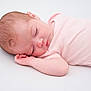 baby, newborn, sleeping, infant, pink_clothing, peaceful, resting, closeup, skin, hand, face, head, human, child, cute, soft_light, indoor, portrait, sleep, toddler