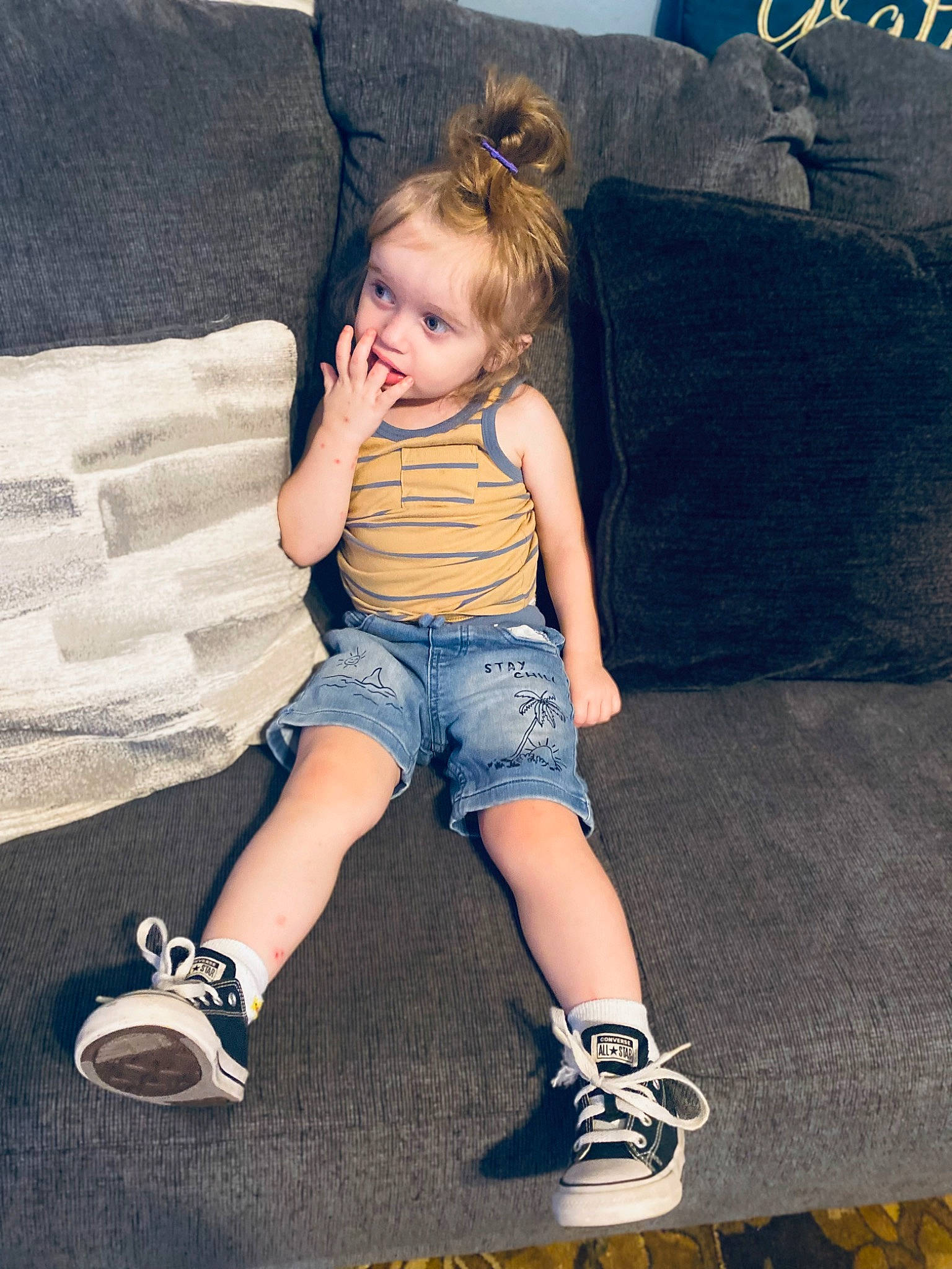 Eli joined the competition — help win amazing prizes! azure, baby_toddler_clothing, child, comfort, couch, electric_blue, eye, flash_photography, footwear, fun, happy, human_leg, leisure, person, product, shoe, shorts, sneakers, t_shirt, thigh