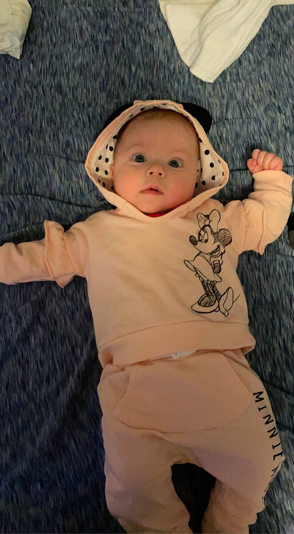 Addilyn is registered to the contest to win money with this photo: abdomen, baby, baby_toddler_clothing, cheek, child, flash_photography, fun, fur, gesture, happy, human_body, linens, lip, nose, pattern, people_in_nature, person, play, sleeve, t_shirt