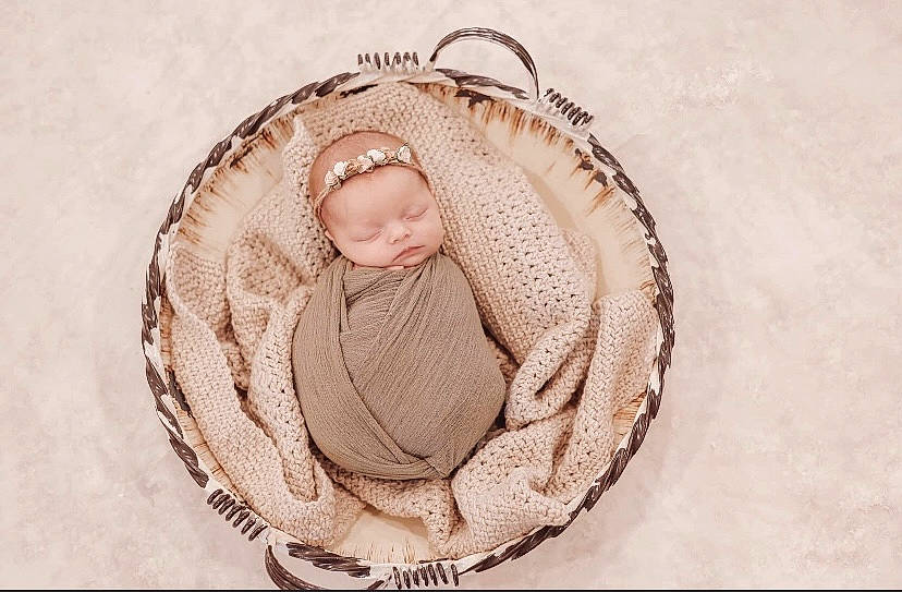Ellie joined the competition — help win amazing prizes! art, baby, baby_sleeping, baby_toddler_clothing, basket, circle, craft, crochet, fashion_accessory, hair_accessory, hat, headband, headpiece, jewellery, linens, pattern, peach, person, thread, toddler