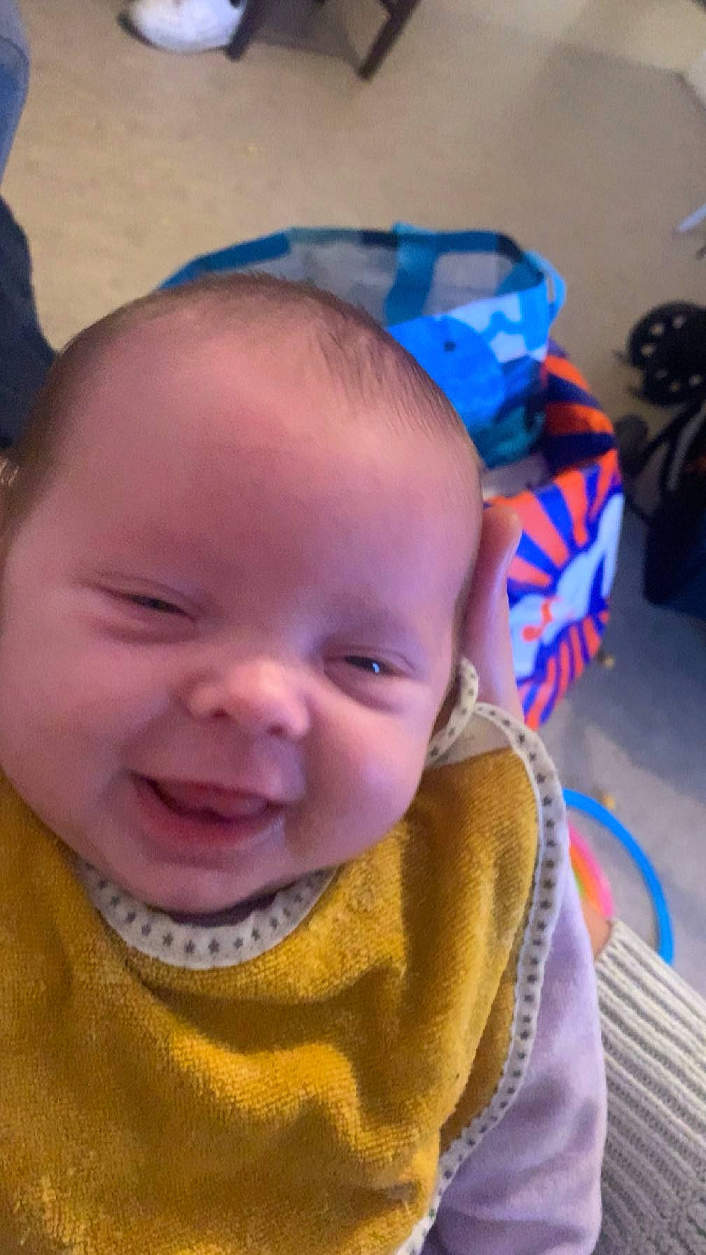 Jayne participe au concours pour gagner de l'argent avec cette photo : baby, baby_toddler_clothing, blue, cheek, chin, ear, eye, eyebrow, face, forehead, fun, happy, head, iris, joy, lip, mouth, nose, person, skin