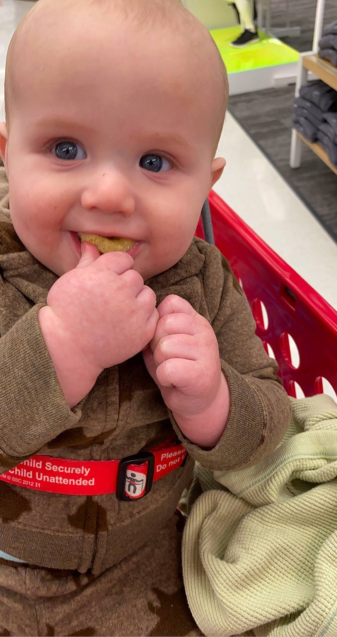 Robby joined the competition — help win amazing prizes! baby, baby_grabbing_for_something, baby_toddler_clothing, biting, cheek, face, finger, gesture, hand, happy, iris, lip, mouth, nail, nose, person, skin, sleeve, smile, thumb