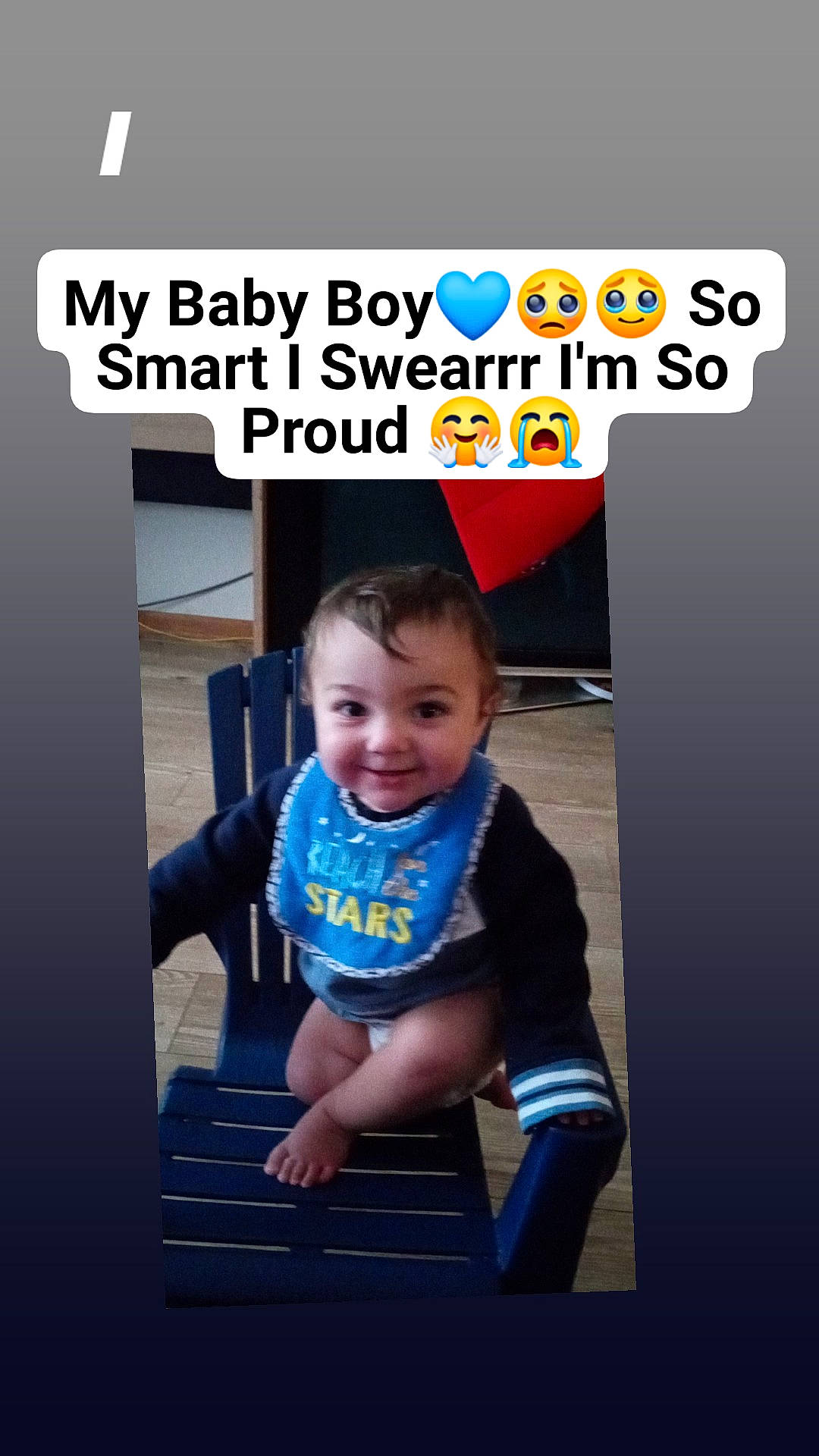 Angelo joined the competition — help win amazing prizes! baby, baby_products, baby_toddler_clothing, child, electric_blue, flash_photography, font, happy, joy, logo, output_device, person, photo_caption, play, product, room, screenshot, sitting, sleeve, smile
