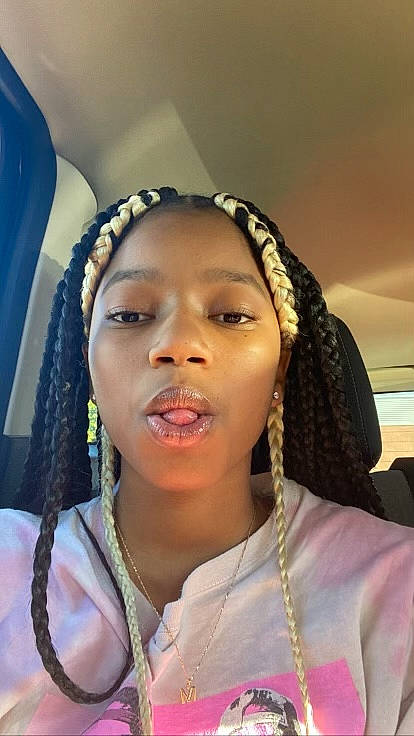 Mylah is registered to the contest to win money with this photo: audio_equipment, black_hair, body_jewelry, cornrows, earrings, event, eye, eyebrow, eyelash, eyewear, fashion_design, flash_photography, happy, head, headpiece, human_body, jewellery, long_hair, person, temple