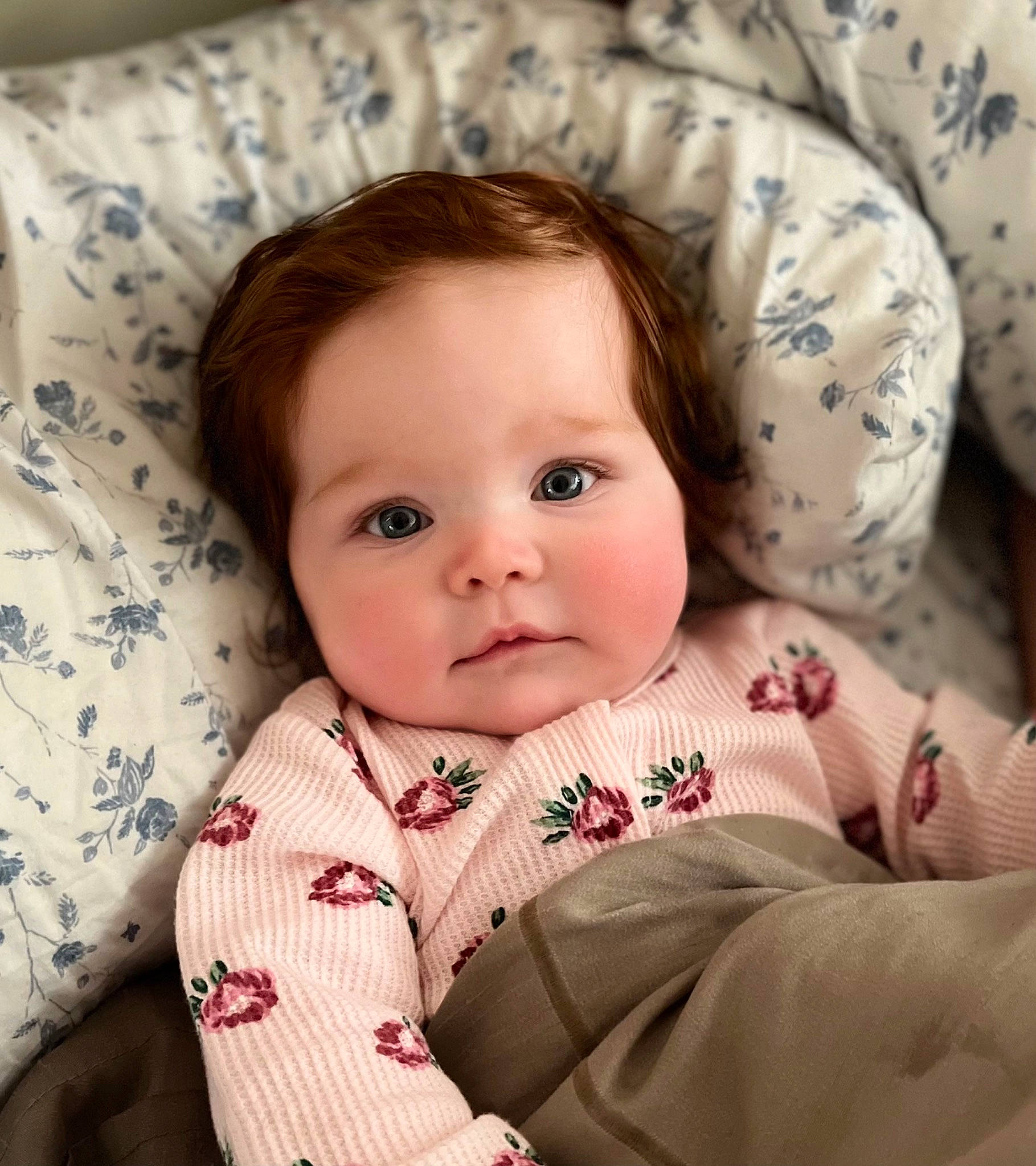 Eleanor joined the competition — help win amazing prizes! baby, baby_toddler_clothing, brown_hair, cheek, child, collar, comfort, eyebrow, eyelash, face, head, iris, linens, lip, nose, pattern, person, skin, sleeve, toddler