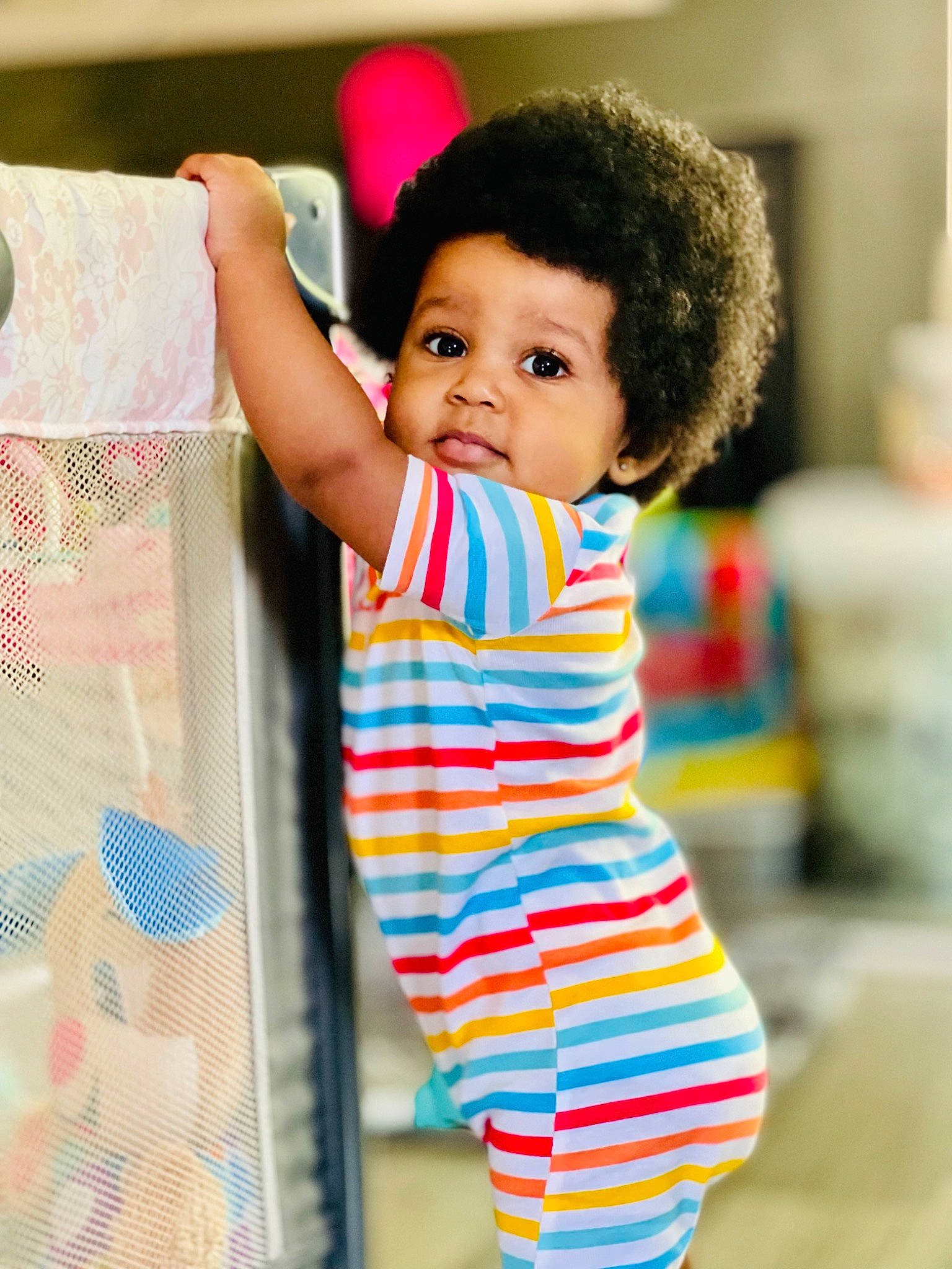 Adira joined the competition — help win amazing prizes! arm, baby, baby_playing_with_toys, baby_toddler_clothing, child, face, fashion_design, finger, fun, happy, pattern, person, pink, product, room, shoulder, skin, sleeve, t_shirt, textile