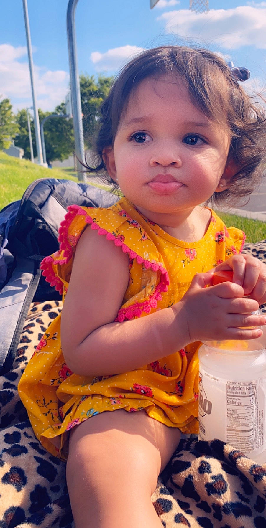 Amayah joined the competition — help win amazing prizes! child, eating, food, person, plant, play, smile, toddler, vacation, yellow