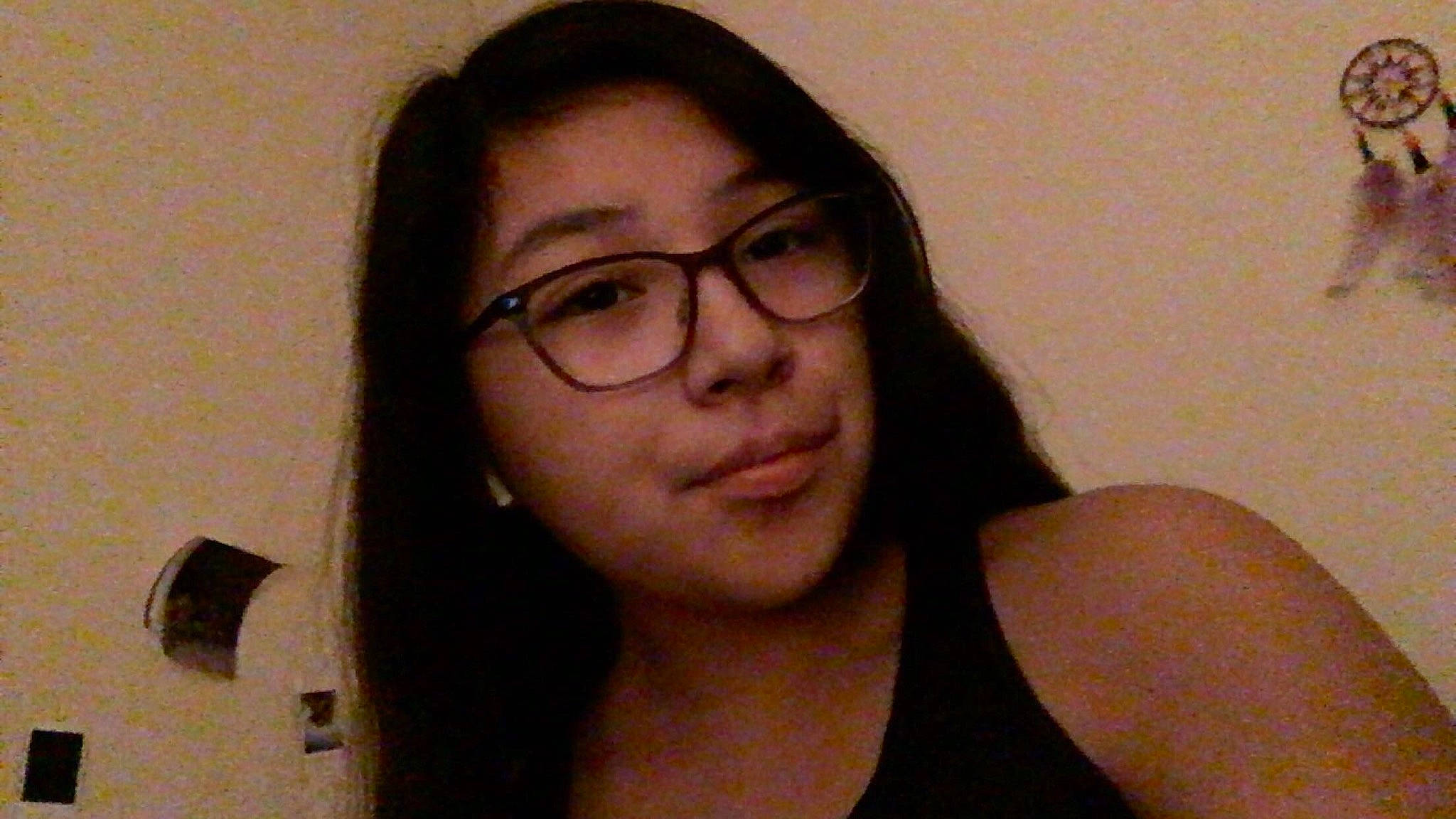 Camryn is registered to the contest to win money with this photo: beauty, black_hair, cheek, chin, eyebrow, eyewear, face, forehead, fun, glasses, hair, hairstyle, head, jaw, lip, long_hair, neck, nose, person, smile