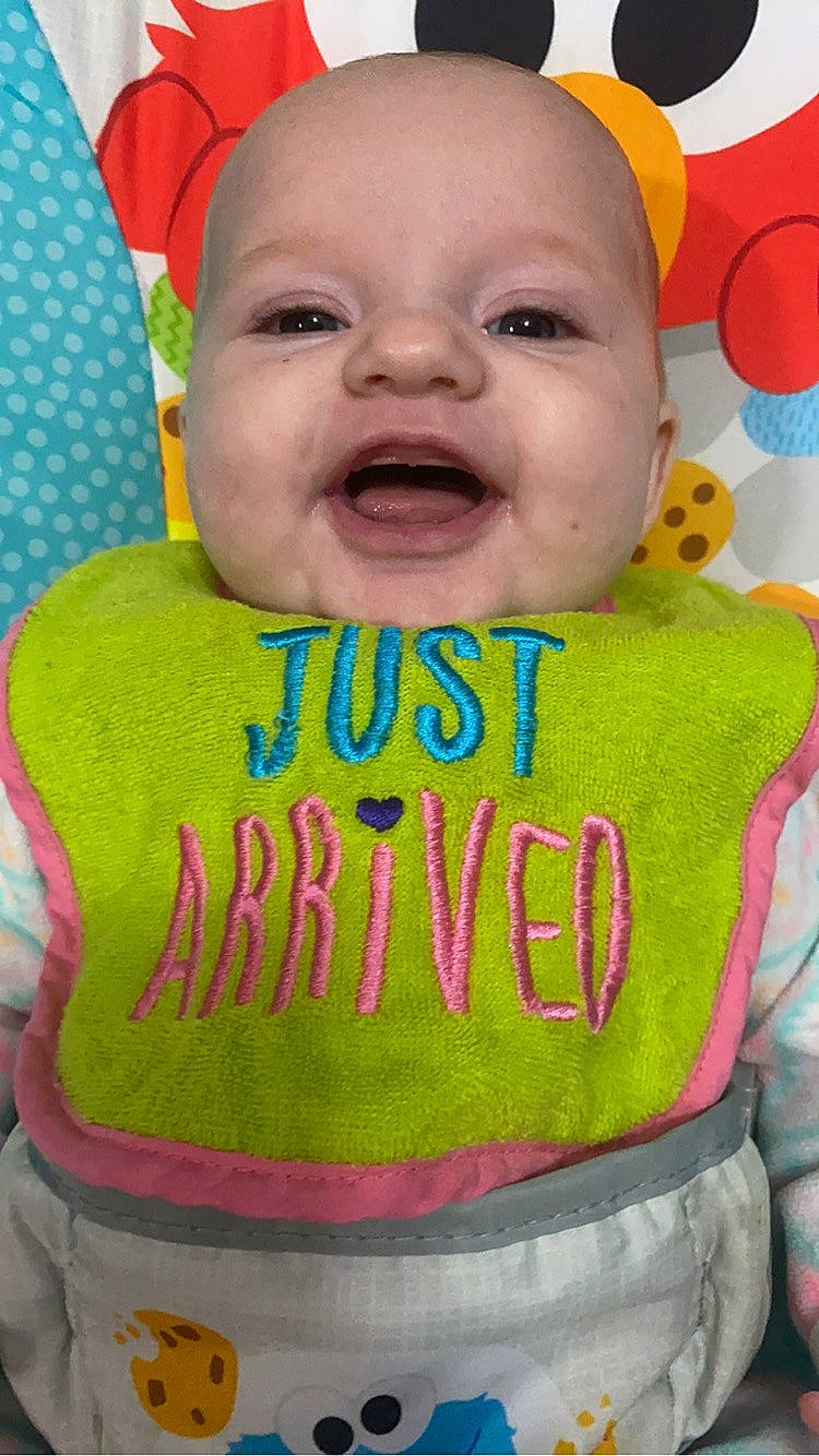 Josieann is registered to the contest to win money with this photo: baby, baby_laughing, baby_making_funny_faces, baby_toddler_clothing, cheek, child, facial_expression, forehead, happy, laugh, lip, mouth, nose, orange, person, pleased, sleeve, toddler, tongue, tooth
