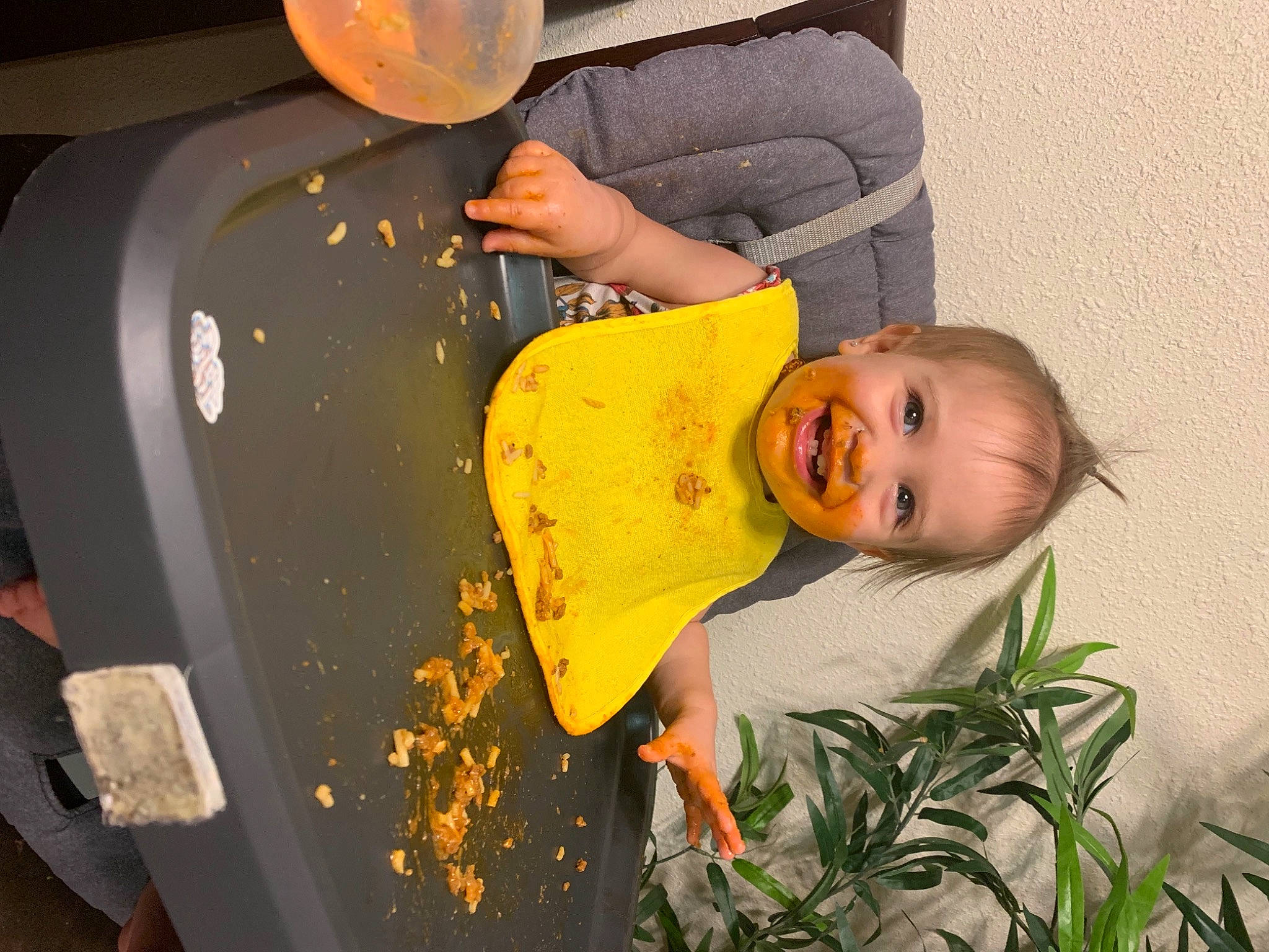 Kinlee joined the competition — help win amazing prizes! baby, baby_laughing, child, event, flooring, fun, grass, happy, hat, joy, laugh, leisure, orange, people_in_nature, person, plant, sitting, smile, t_shirt, toddler