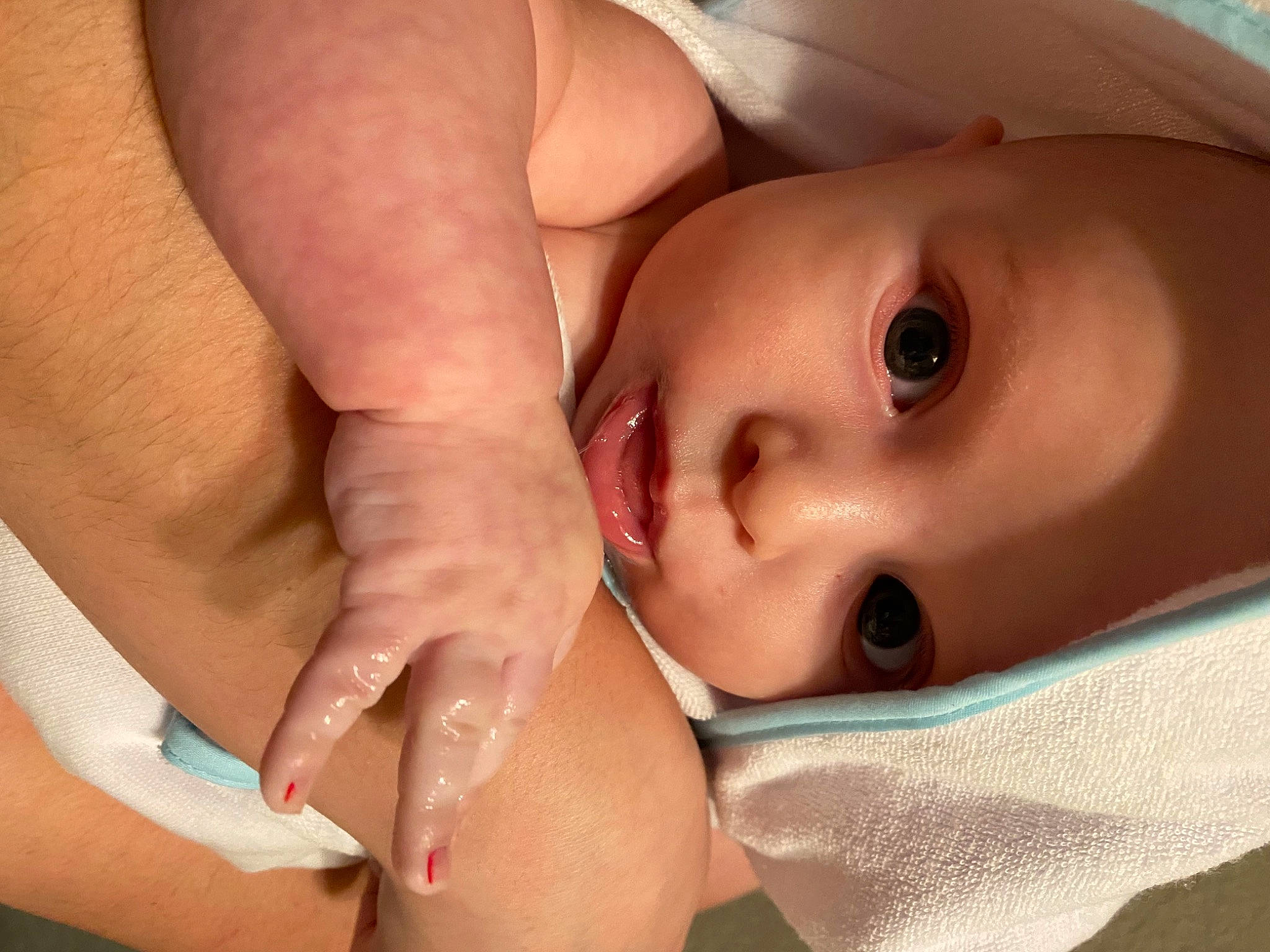 Braylyn is registered to the contest to win money with this photo: baby, cheek, chin, ear, eyebrow, eyelash, facial_expression, finger, gesture, hand, headwear, human_body, iris, lip, mouth, muscle, neck, nose, person, skin