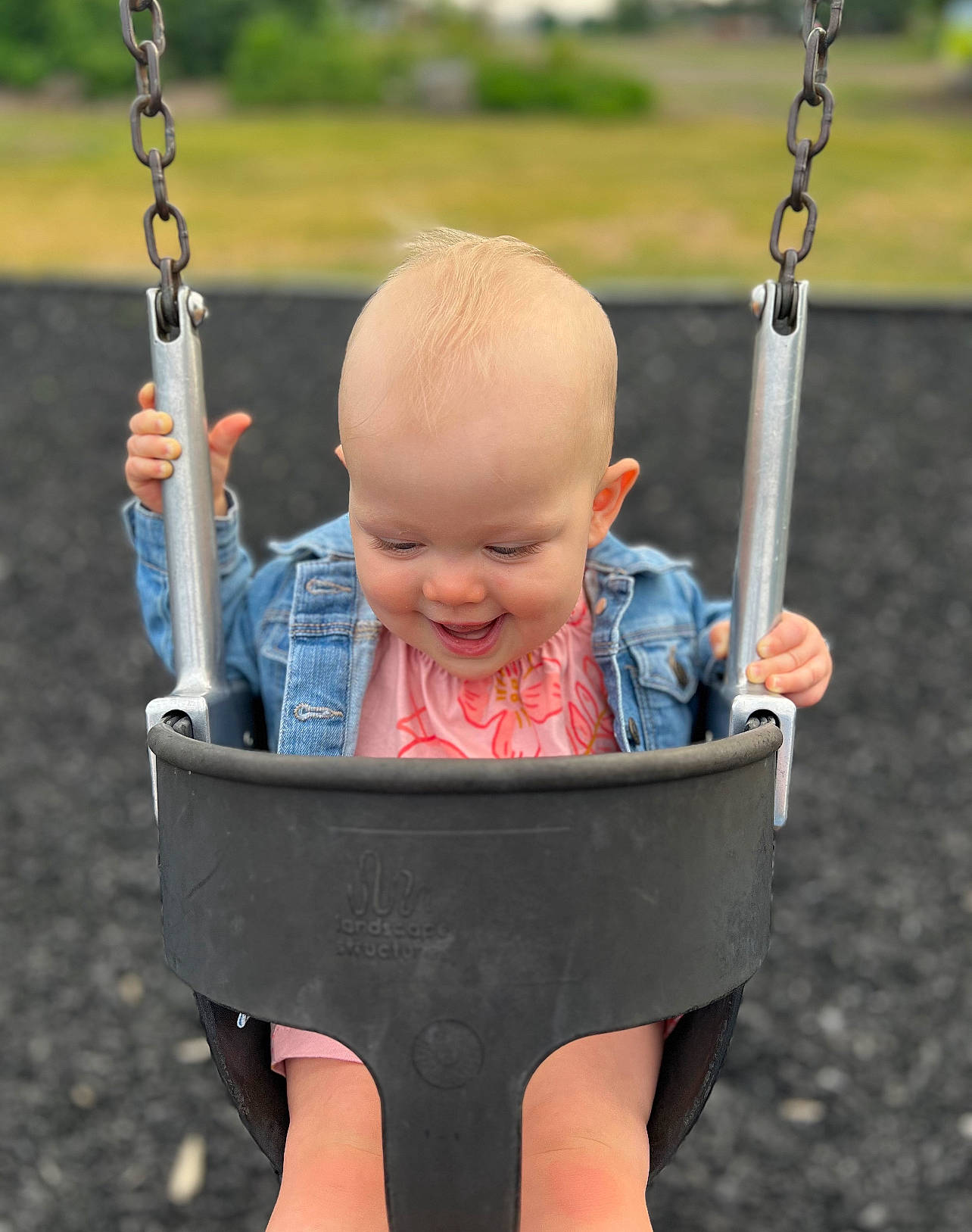 Emerlynn is registered to the contest to win money with this photo: arm, baby, black, child, clothing, facial_expression, fun, grass, hand, happy, joy, leisure, organ, people, person, photograph, product, public_space, smile, standing
