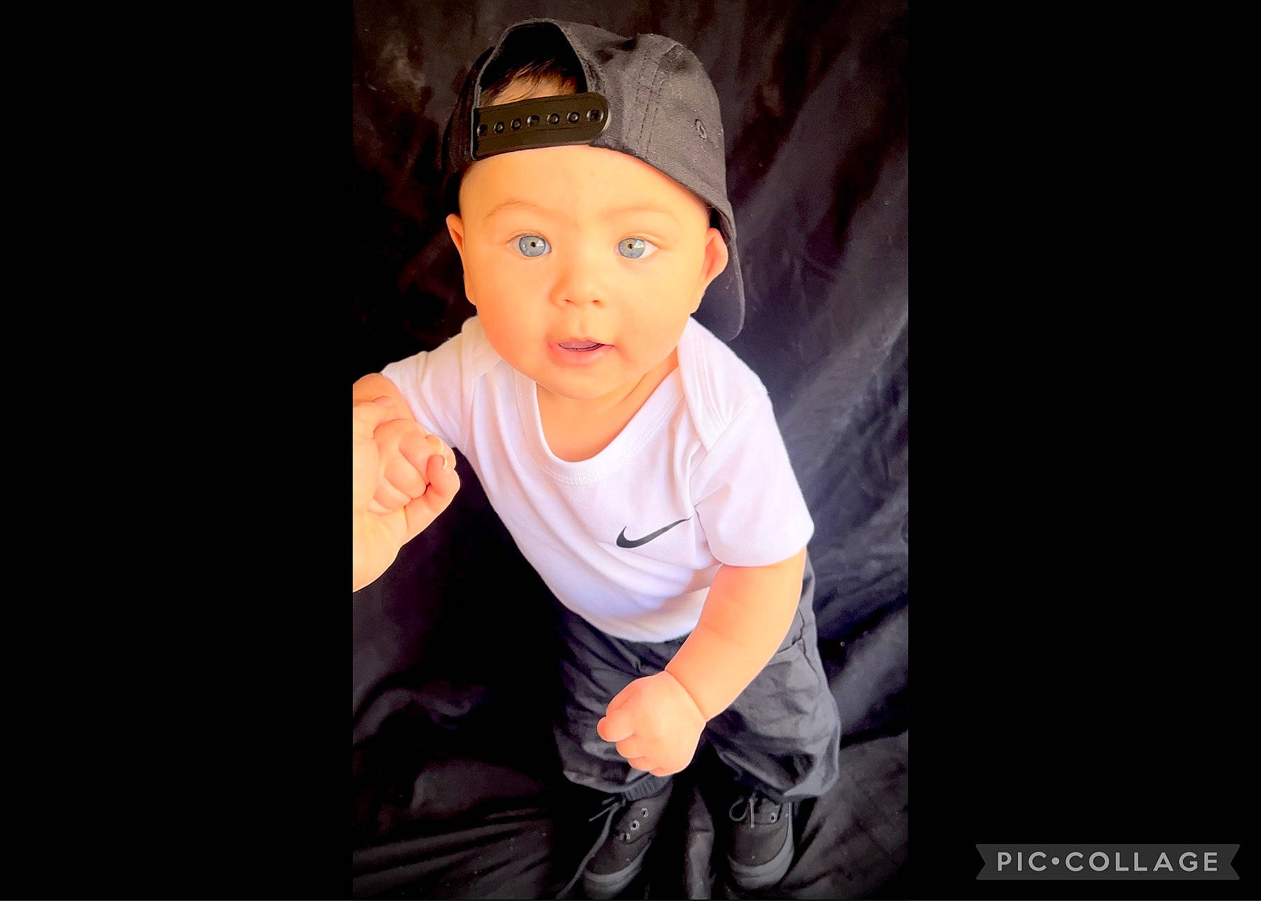 Laken joined the competition — help win amazing prizes! baby, baby_toddler_clothing, baseball_cap, beanie, cap, cheek, child, darkness, electric_blue, fashion_accessory, flash_photography, fun, happy, hat, headwear, magenta, person, portrait_photography, sitting, sleeve