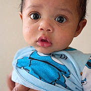 Uzi joined the competition — help win amazing prizes! baby, child, face, eyes, blue_clothing, hand, infant, portrait, cute, looking, expression, skin, person, young, closeup, head, indoors, holding, apparel, background