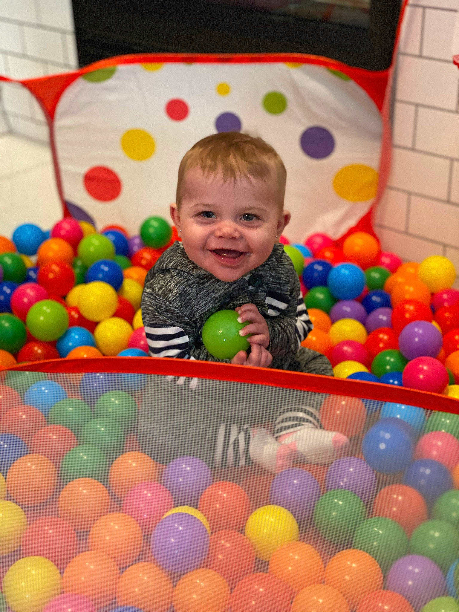 Elayna joined the competition — help win amazing prizes! ball, ball_pit, child, colorfulness, fun, joy, leisure, party, person, play, smile, toddler, toy