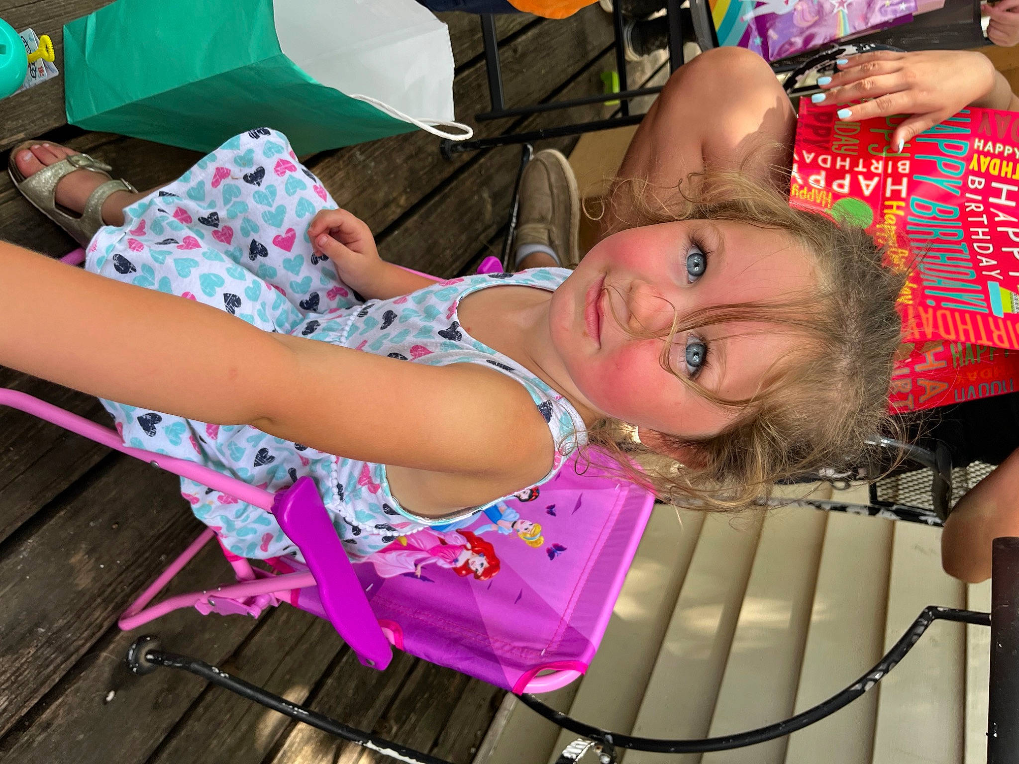 Emma joined the competition — help win amazing prizes! cap, child, dress, event, eyewear, fashion_accessory, fun, happy, hat, human_leg, jewellery, leisure, magenta, pattern, person, pink, purple, shorts, smile, thigh