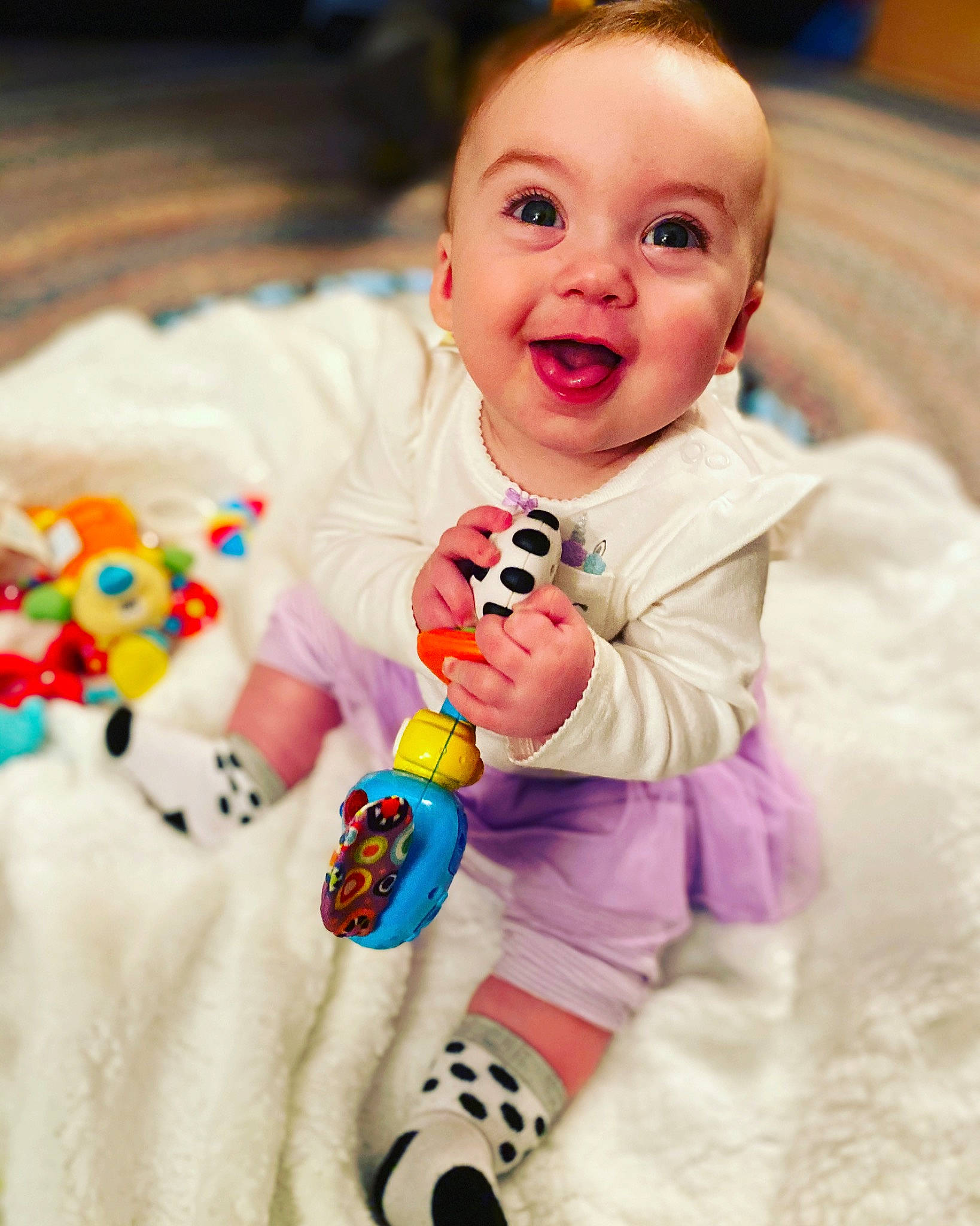 Loretta joined the competition — help win amazing prizes! baby, baby_playing_with_toys, baby_toys, child, finger, fun, person, play, skin, smile, toddler, toy