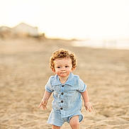 Colton joined the competition — help win amazing prizes! child, toddler, beach, sand, curly_hair, blue_outfit, sunset, outdoor, portrait, barefoot, young_child, summer, nature, cute, baby, walking, sunlight, playful, vacation, holiday