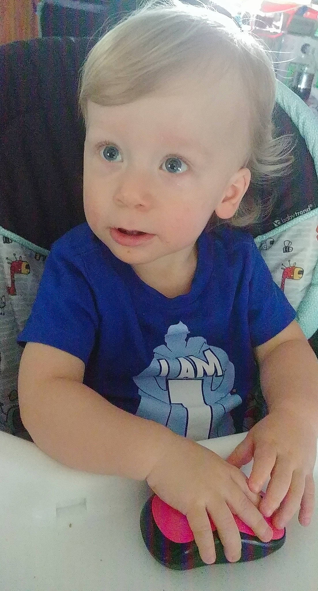 Conner joined the competition — help win amazing prizes! baby, baby_products, baby_toddler_clothing, cheek, child, cool, eye, face, finger, forehead, hand, head, lip, nose, person, play, product, skin, smile, t_shirt