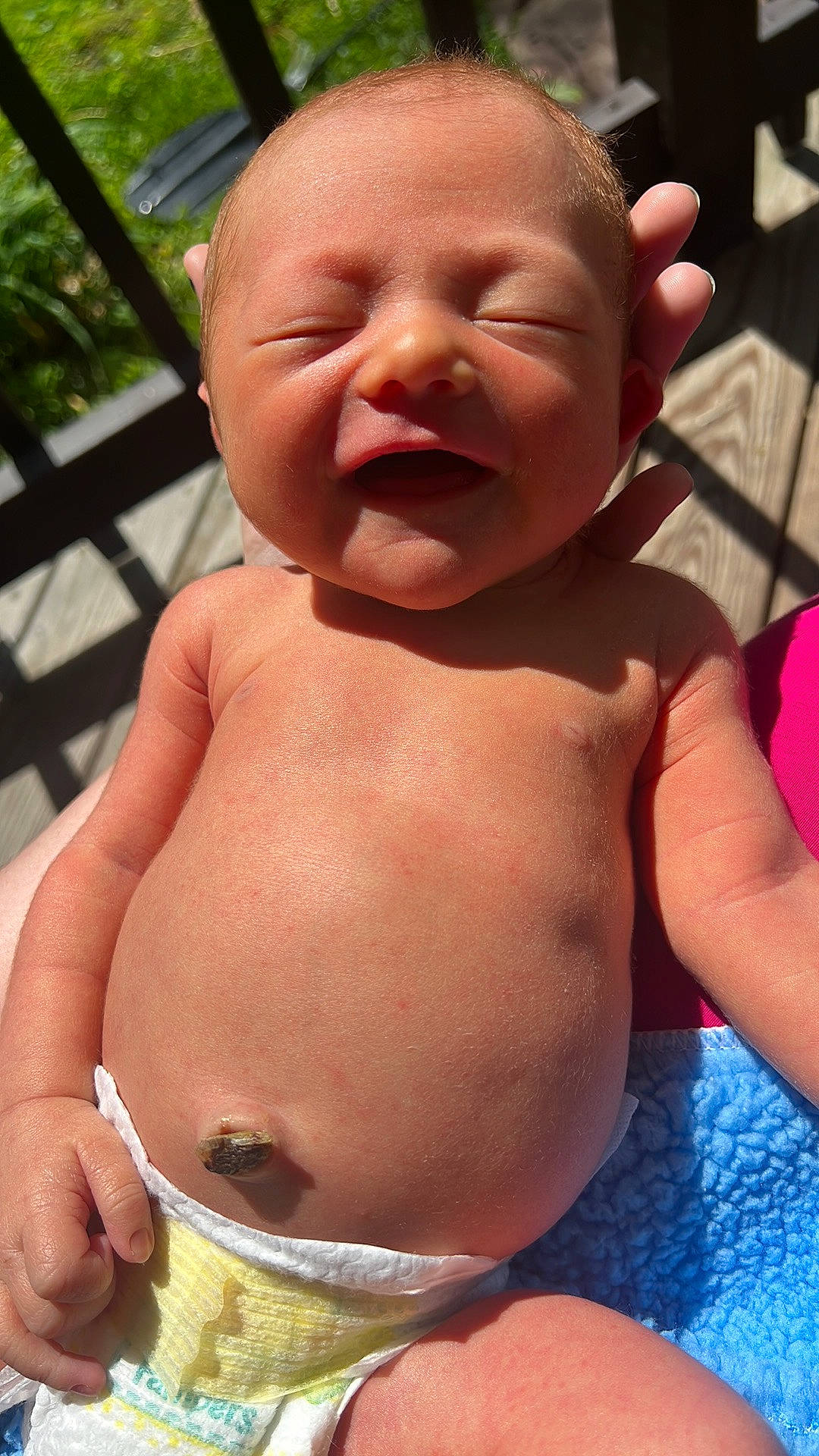 Denver joined the competition — help win amazing prizes! abdomen, baby, cheek, chest, chin, finger, happy, human_body, lip, mouth, muscle, neck, nose, person, pink, skin, stomach, summer, thumb, toddler