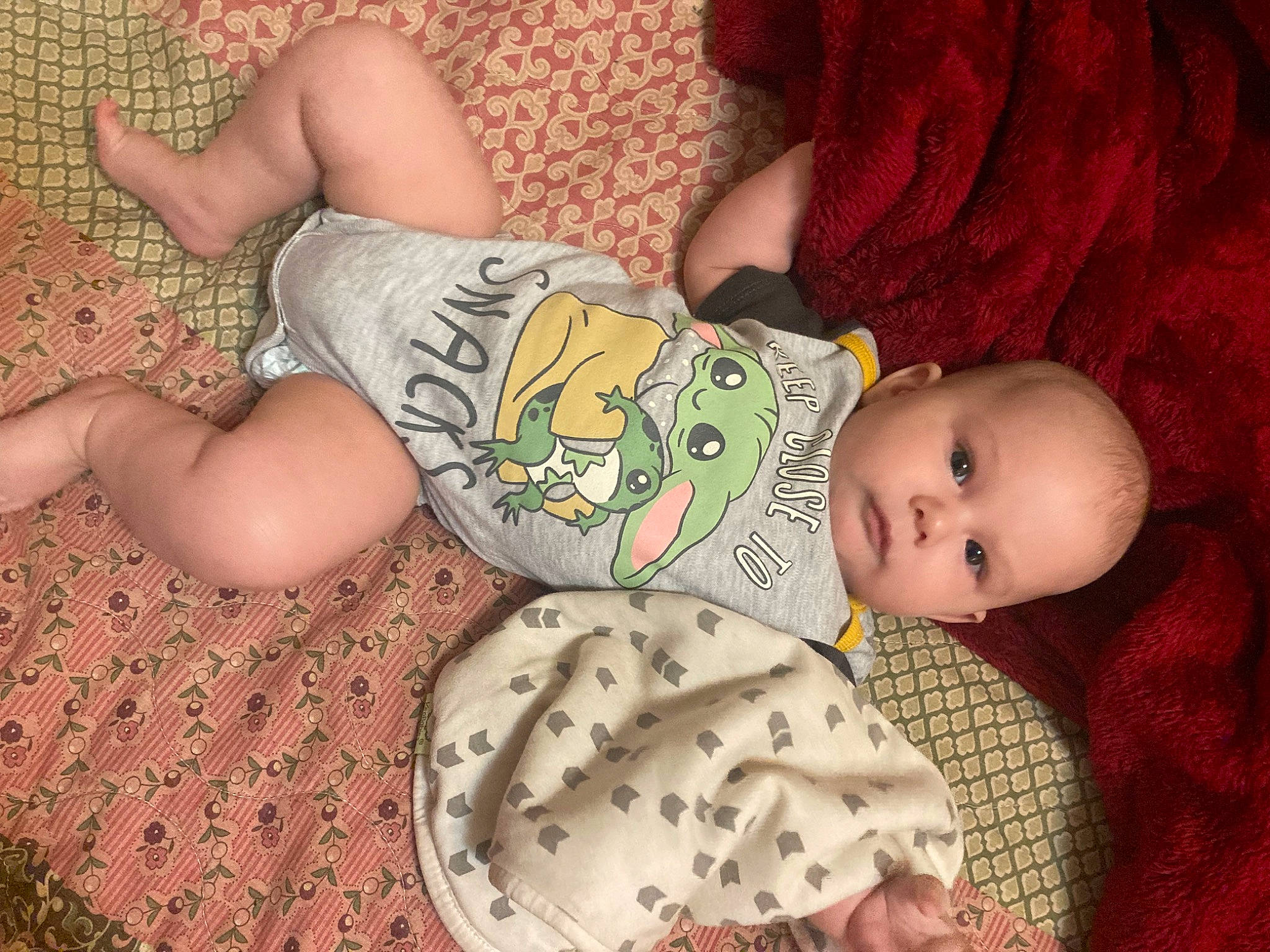 Kaius joined the competition — help win amazing prizes! baby, baby_products, baby_toddler_clothing, cheek, child, comfort, facial_expression, foot, head, human, human_body, human_leg, linens, mouth, pattern, person, product, skin, sleeve, thigh