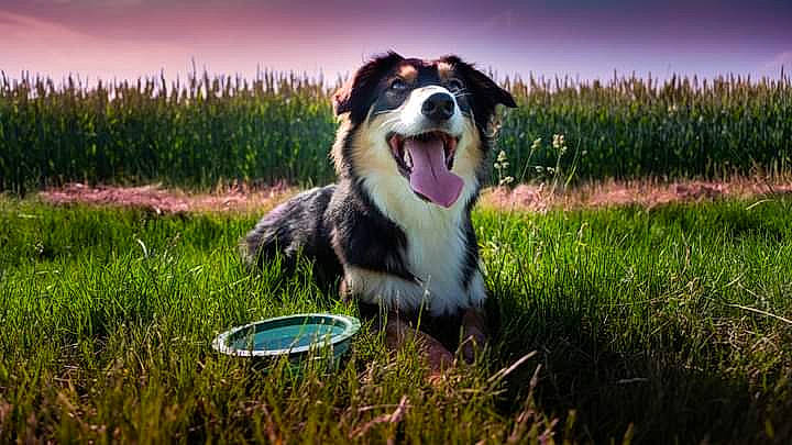 Néo participe au concours pour gagner de l'argent avec cette photo : ball, canidae, carnivore, cloud, companion_dog, dog, dog_breed, fang, flash_photography, grass, grassland, happy, lawn, plant, sky, smile, snout, sporting_group, whiskers, working_dog