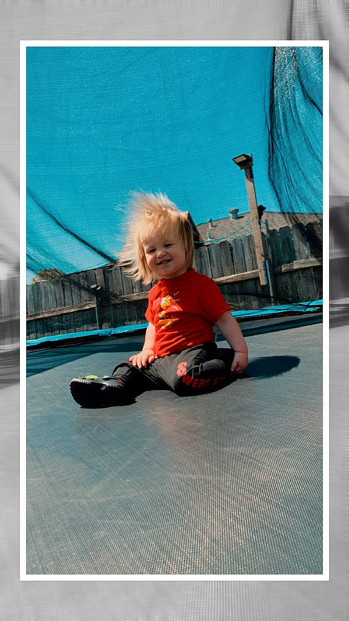 John joined the competition — help win amazing prizes! asphalt, baby, child, electric_blue, flooring, fun, joy, knee, leisure, magenta, pattern, person, recreation, rectangle, room, sitting, sky, stock_photography, t_shirt, tints_and_shades