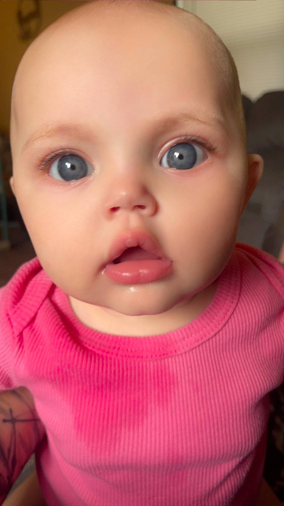 Adalynn joined the competition — help win amazing prizes! baby, baby_toddler_clothing, cheek, child, close_up, ear, eyebrow, eyelash, fun, happy, iris, lip, magenta, mouth, nose, person, pink, portrait_photography, skin, smile