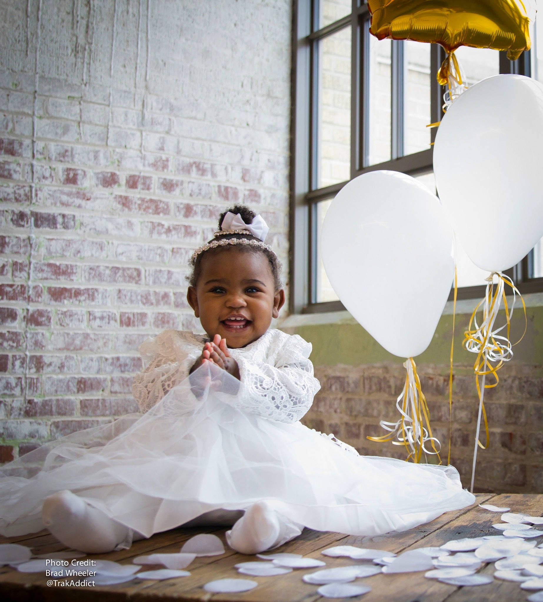 Zion joined the competition — help win amazing prizes! baby, bridal_clothing, bridal_party_dress, bride, ceremony, child, dress, fashion_accessory, flower_girl, gown, happy, headpiece, joy, person, photograph, photography, smile, toddler, wedding_ceremony_supply, wedding_dress