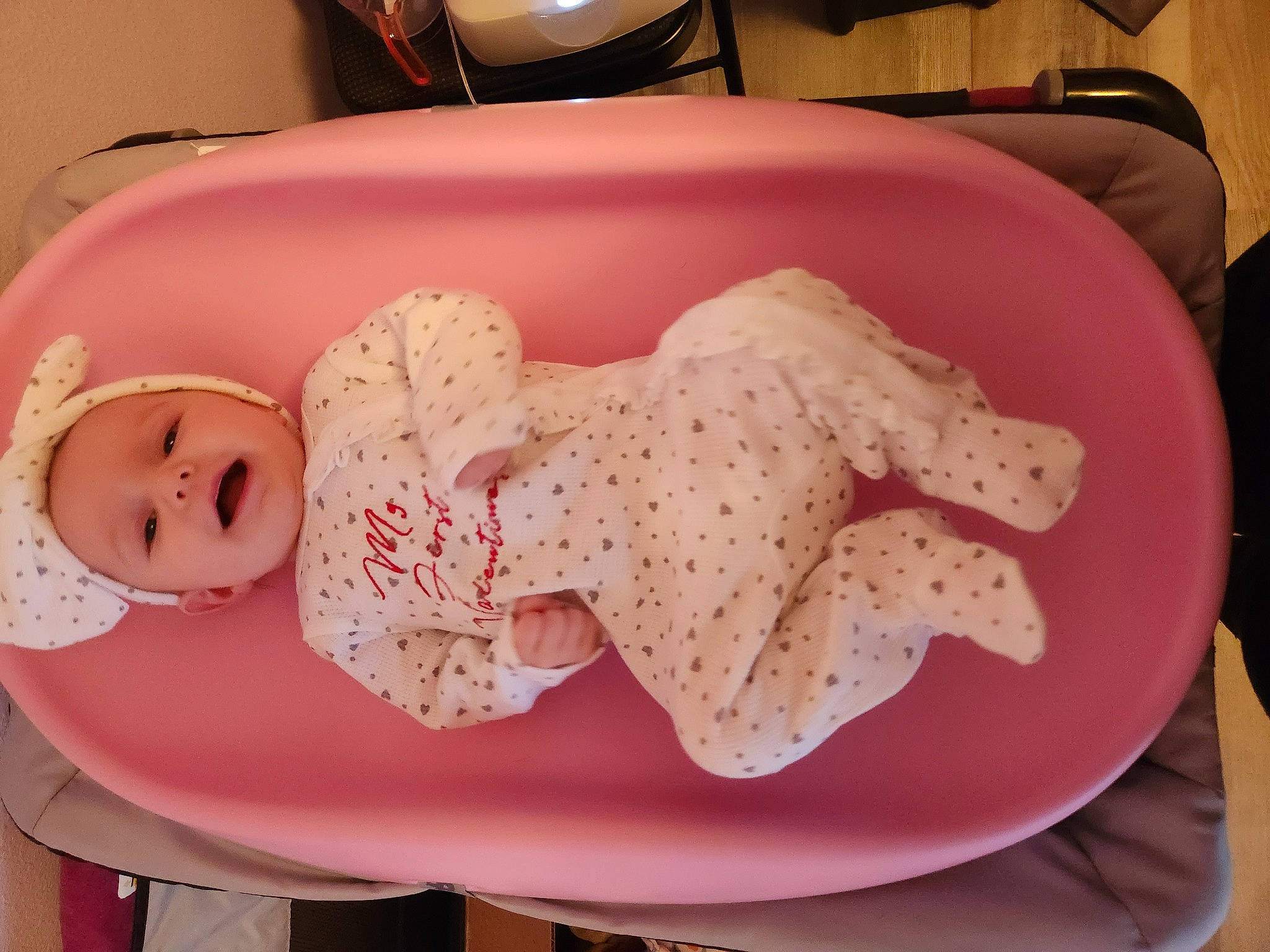 Izabella joined the competition — help win amazing prizes! baby, baby_products, baby_safety, baby_sleeping, baby_toddler_clothing, carmine, chair, child, comfort, fashion_accessory, hair_accessory, icing, linens, magenta, pattern, person, pink, sweetness, table, toddler