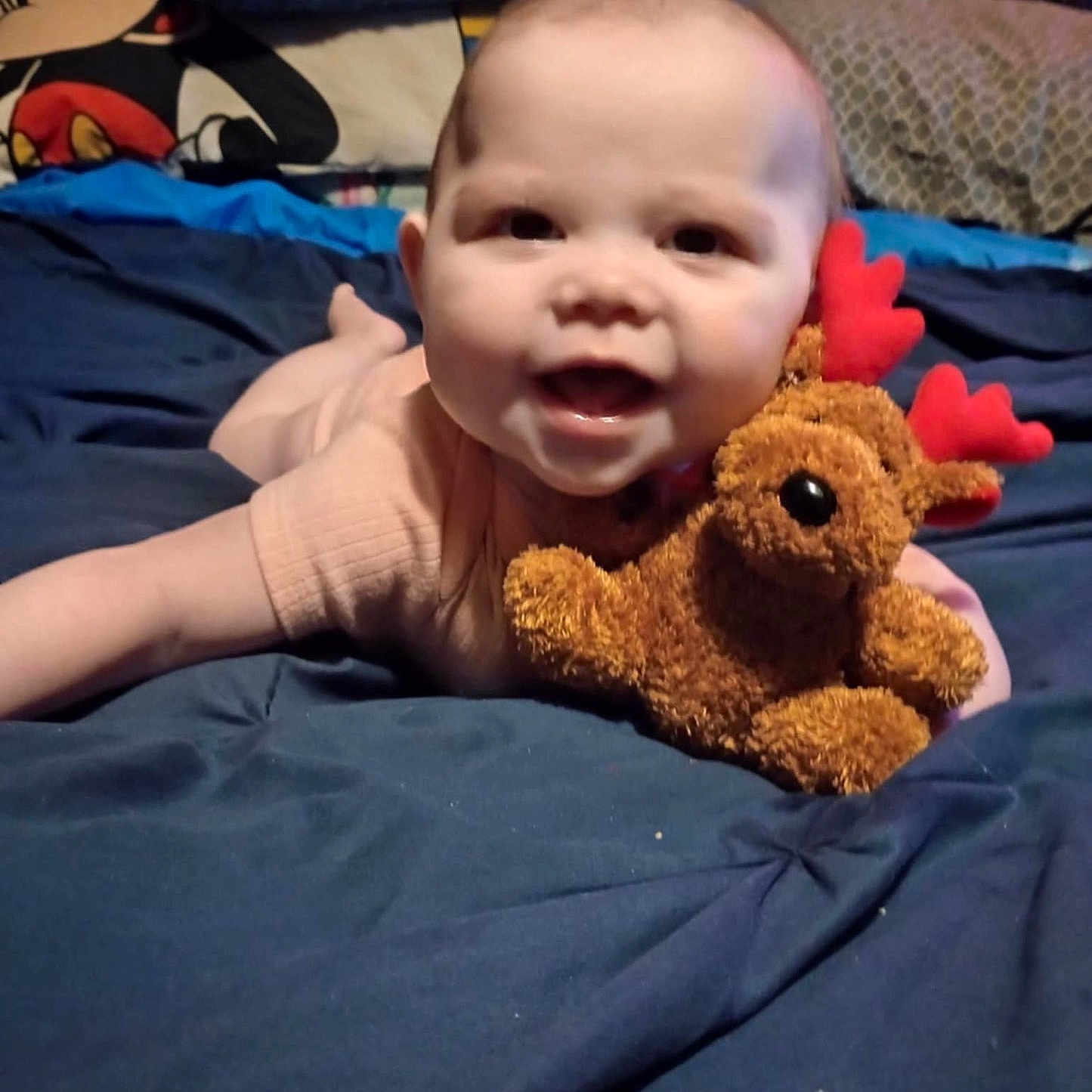 Iris joined the competition — help win amazing prizes! baby, bed, bedroom, clothing, cushion, face, furniture, glove, happy, head, homedecor, indoors, person, photography, portrait, quilt, room, smile, teddybear, toy