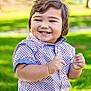 Dominic joined the competition — help win amazing prizes! toddler, child, smiling, outdoor, greenery, grass, happy, portrait, short_hair, patterned_shirt, button_up_shirt, casual_clothing, daylight, person, cute, baby, young, nature, lawn, sunlight