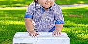 Dominic joined the competition — help win amazing prizes! toddler, child, smiling, grass, outdoor, crate, wood, birthday, one, letters, park, sunlight, greenery, cute, portrait, short_sleeves, happy, young_child, playful, nature