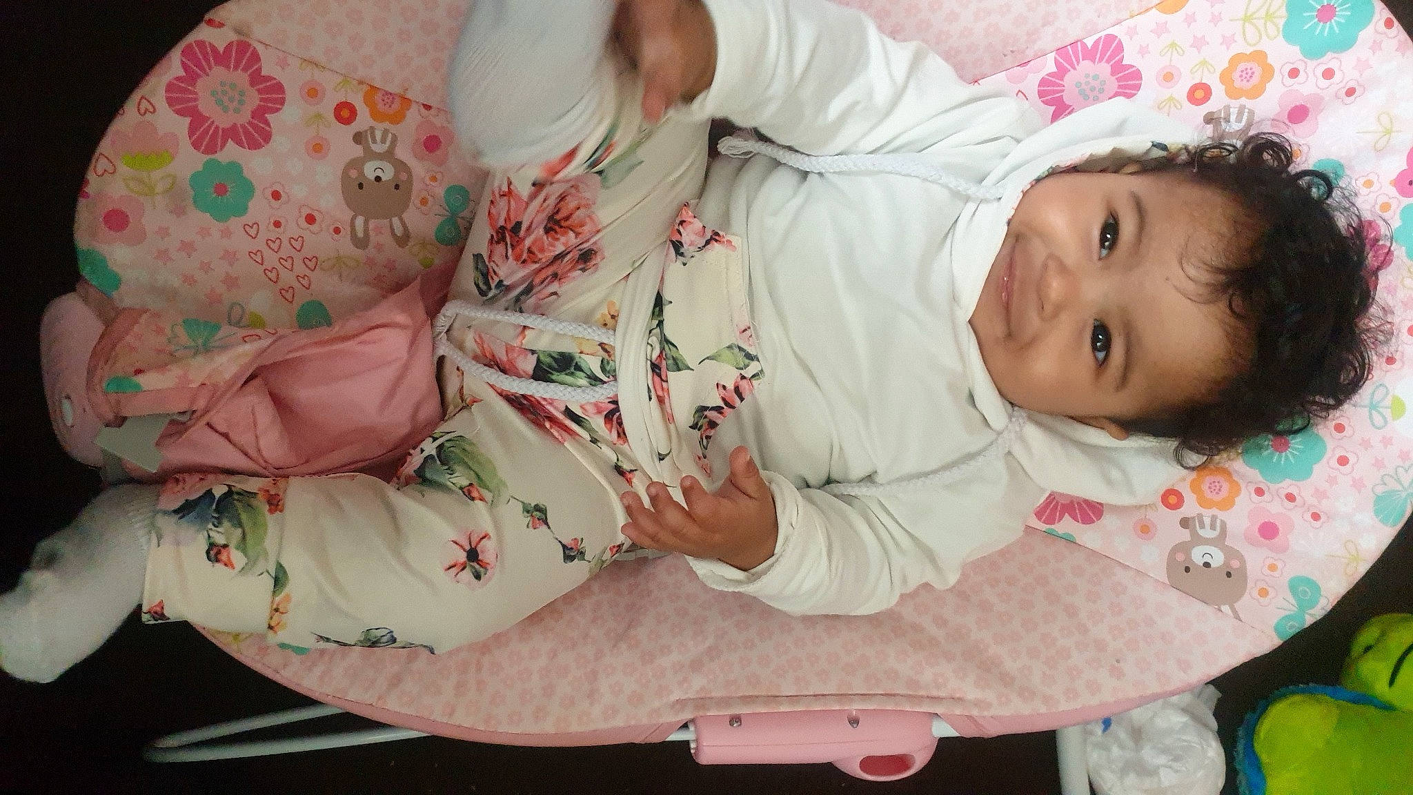 Emilee is registered to the contest to win money with this photo: baby, baby_products, baby_toddler_clothing, cheek, child, joy, linens, nightwear, peach, person, pink, sleep, toddler