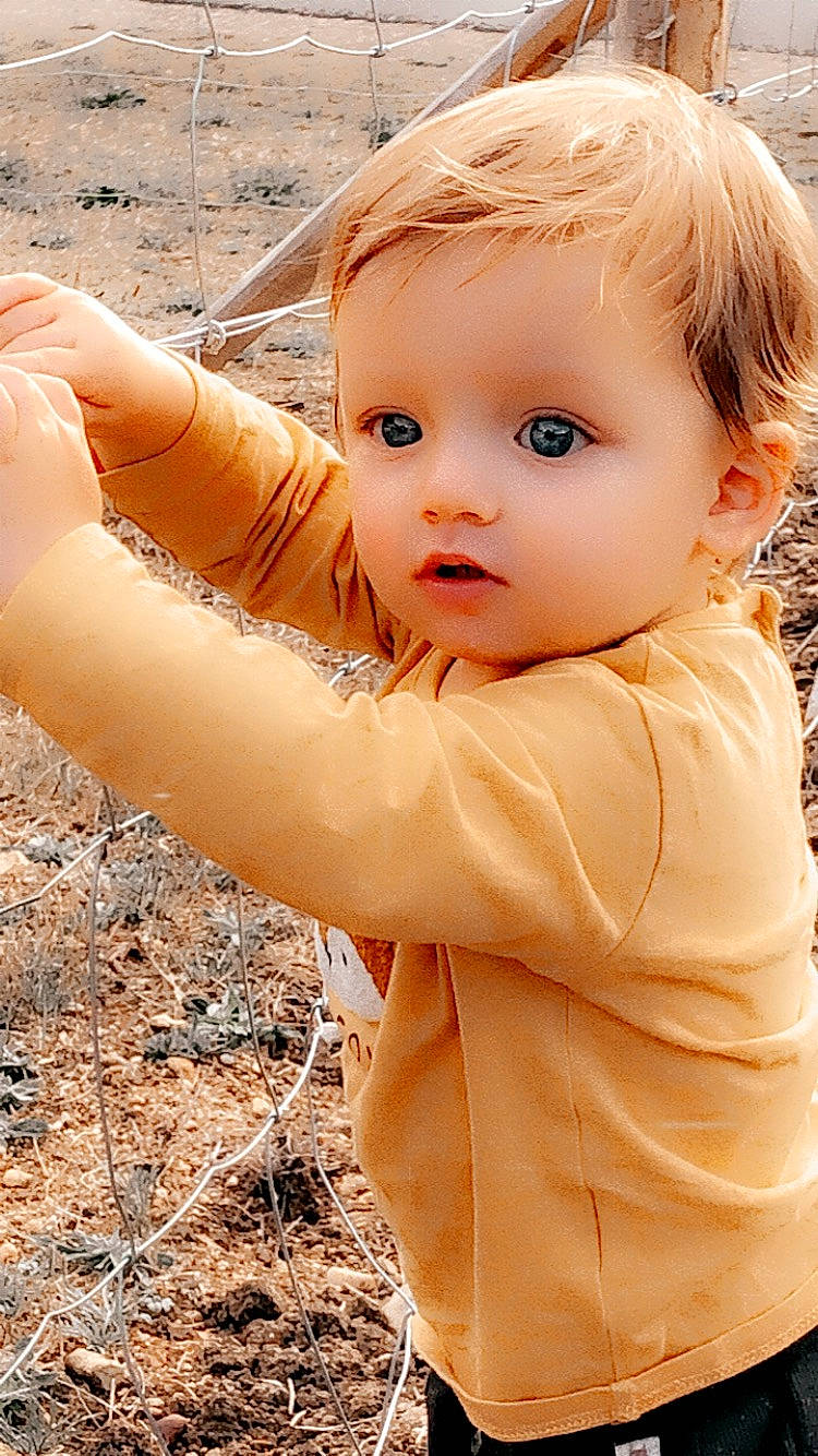 Louis participe au concours pour gagner de l'argent avec cette photo : baby, blond, brown_hair, cheek, child, child_model, eye, face, fawn, finger, hand, head, person, portrait, skin, toddler