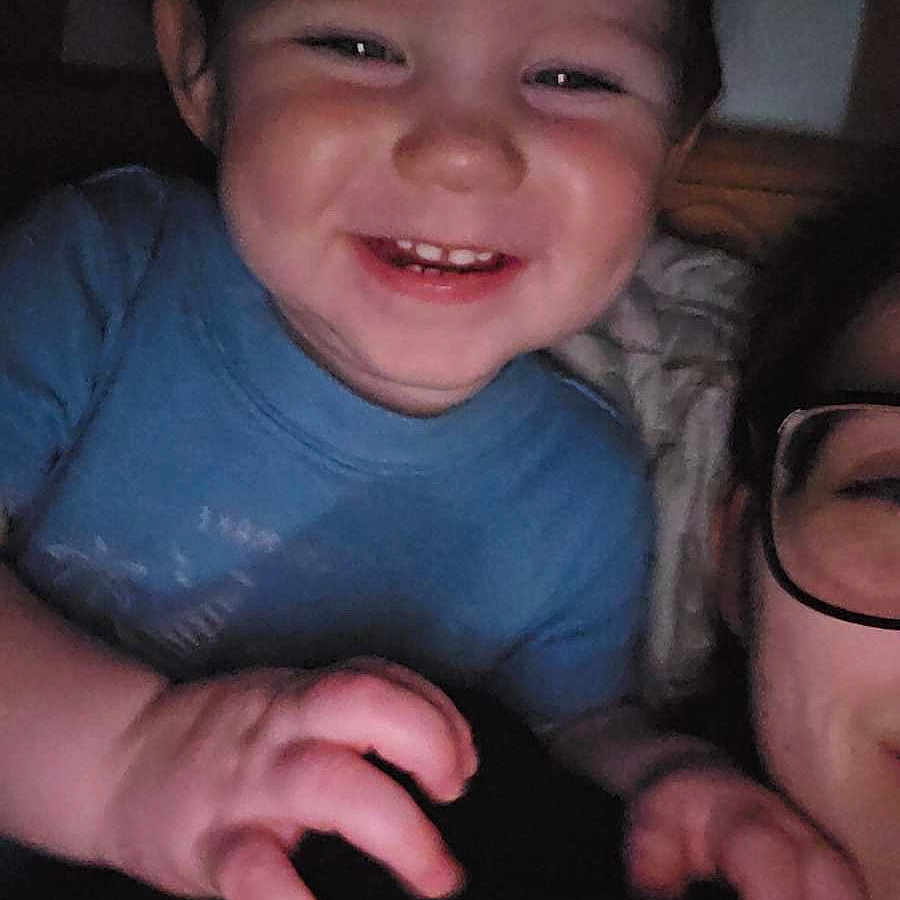 Raiden joined the competition — help win amazing prizes! adult, baby, blue_shirt, casual, child, closeup, cute, expression, face, family, glasses, hand, happy, indoor, joy, person, portrait, skin, smile, toddler