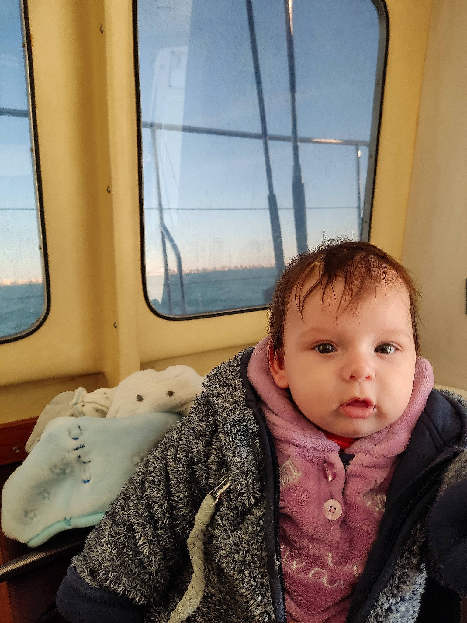 éric participe au concours pour gagner de l'argent avec cette photo : cheek, child, comfort, face, fun, fur, glass, happy, passenger, person, public_transport, sitting, sky, sleeve, toddler, travel, vacation, window, winter