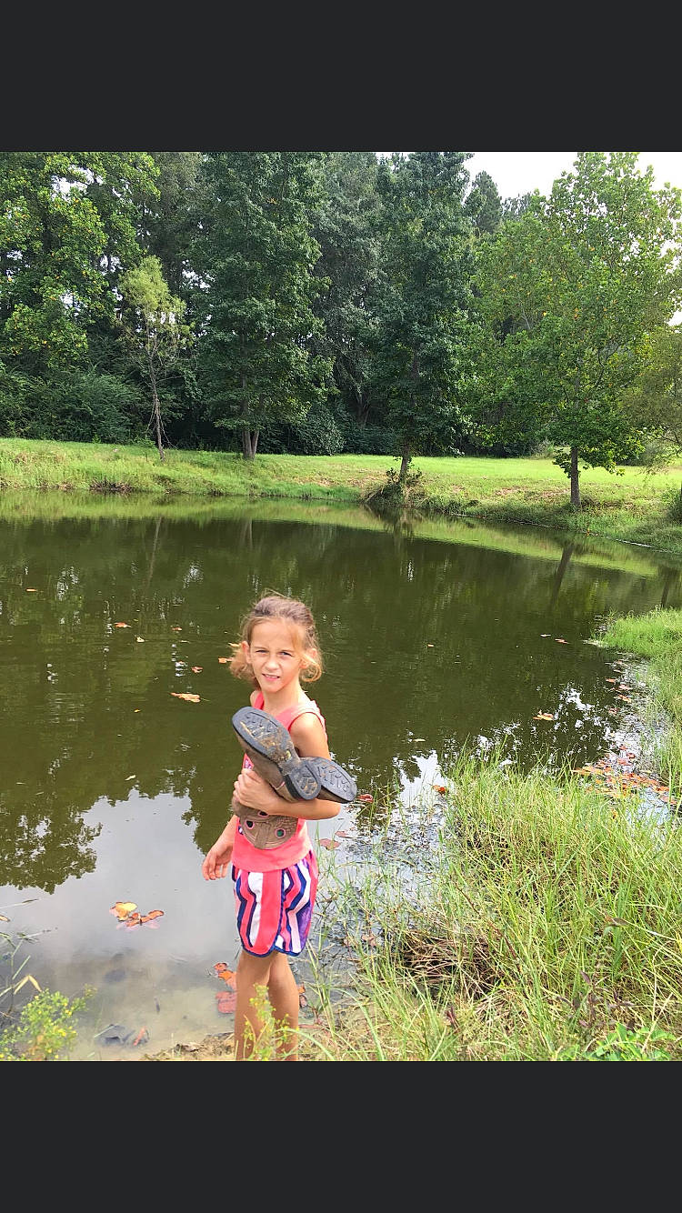 Annabella joined the competition — help win amazing prizes! bank, child, fish_pond, grass, lacustrine_plain, lake, landscape, leisure, nature, person, play, pond, recreation, reflection, river, summer, tree, vacation, water, water_resources